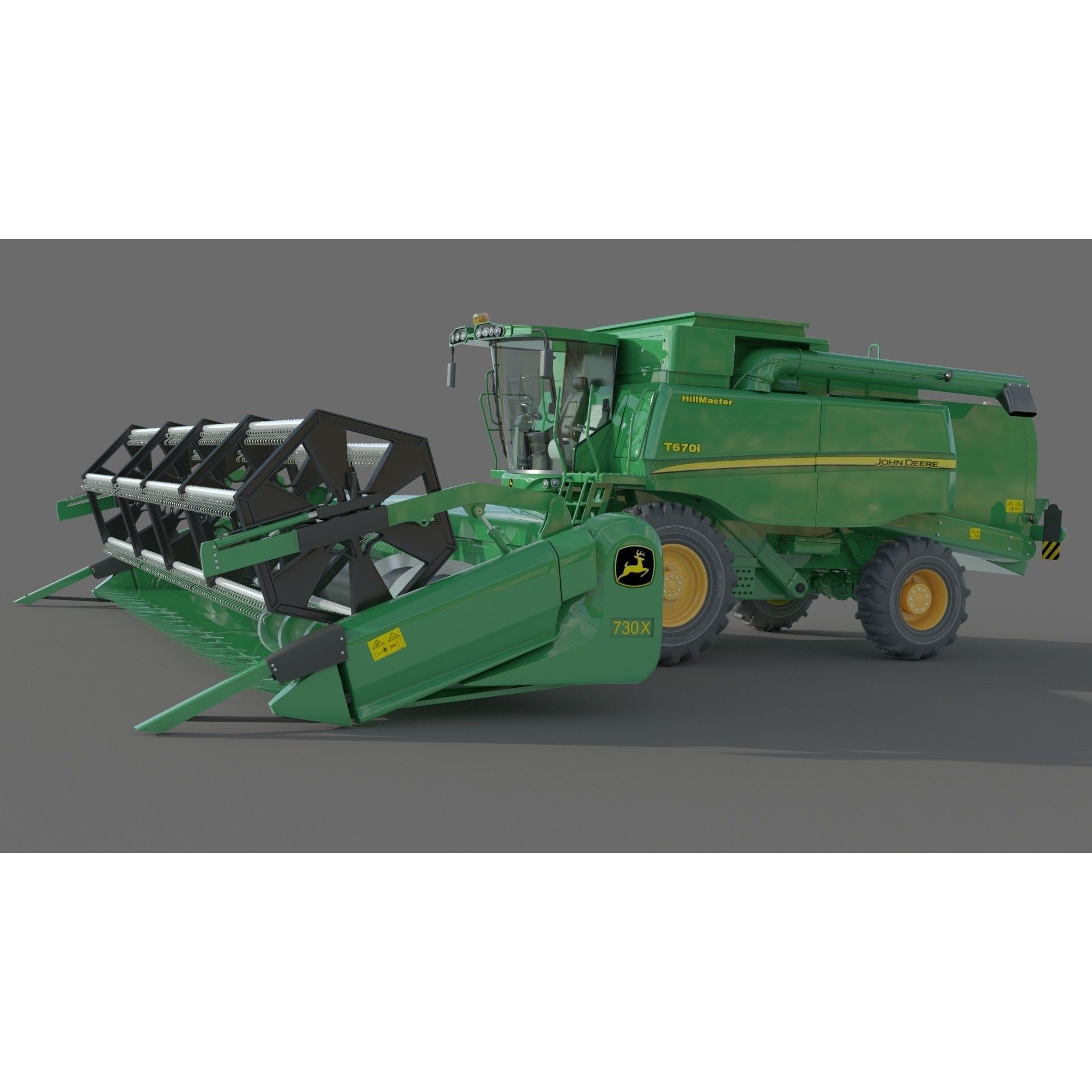John Deere T670i Harvester 3D Model – High Detail Industrial Machine, FBX, OBJ - View 6