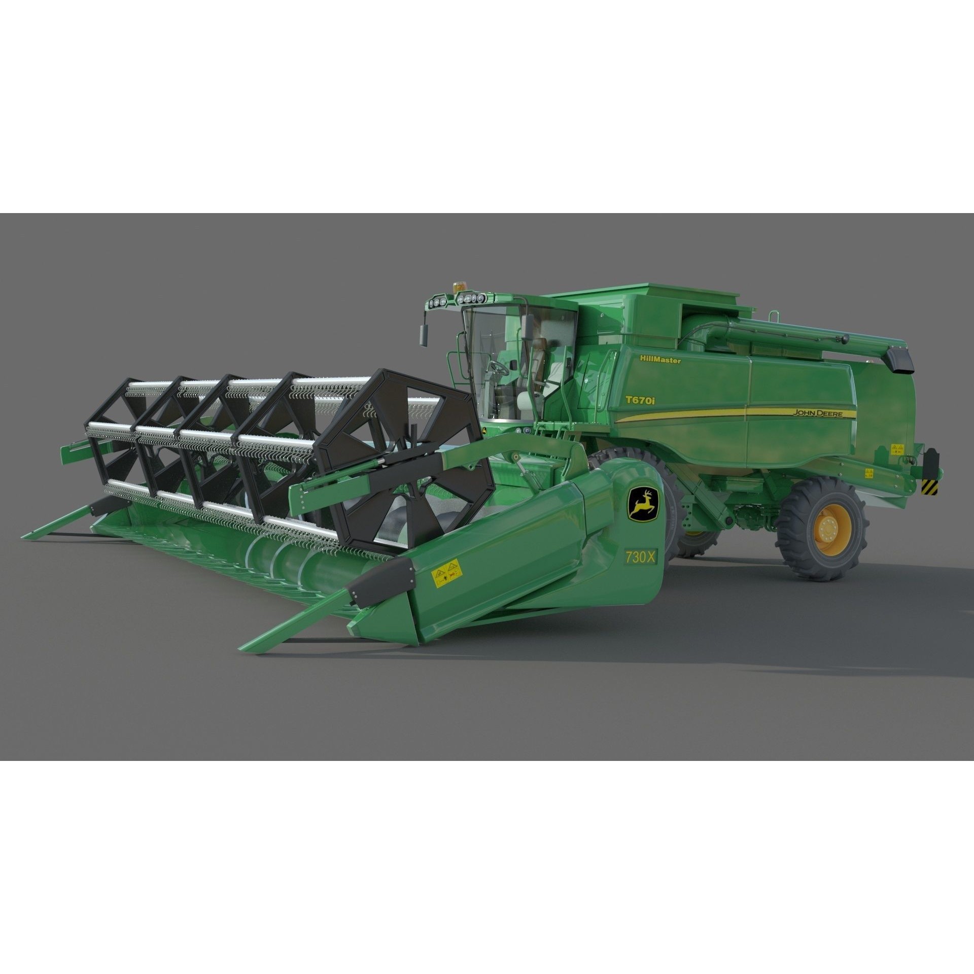 John Deere T670i Harvester 3D Model – High Detail Industrial Machine, FBX, OBJ - View 7