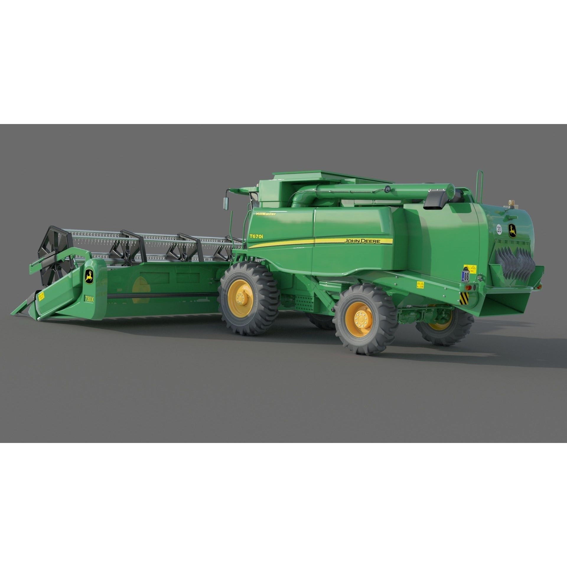 John Deere T670i Harvester 3D Model – High Detail Industrial Machine, FBX, OBJ - View 8
