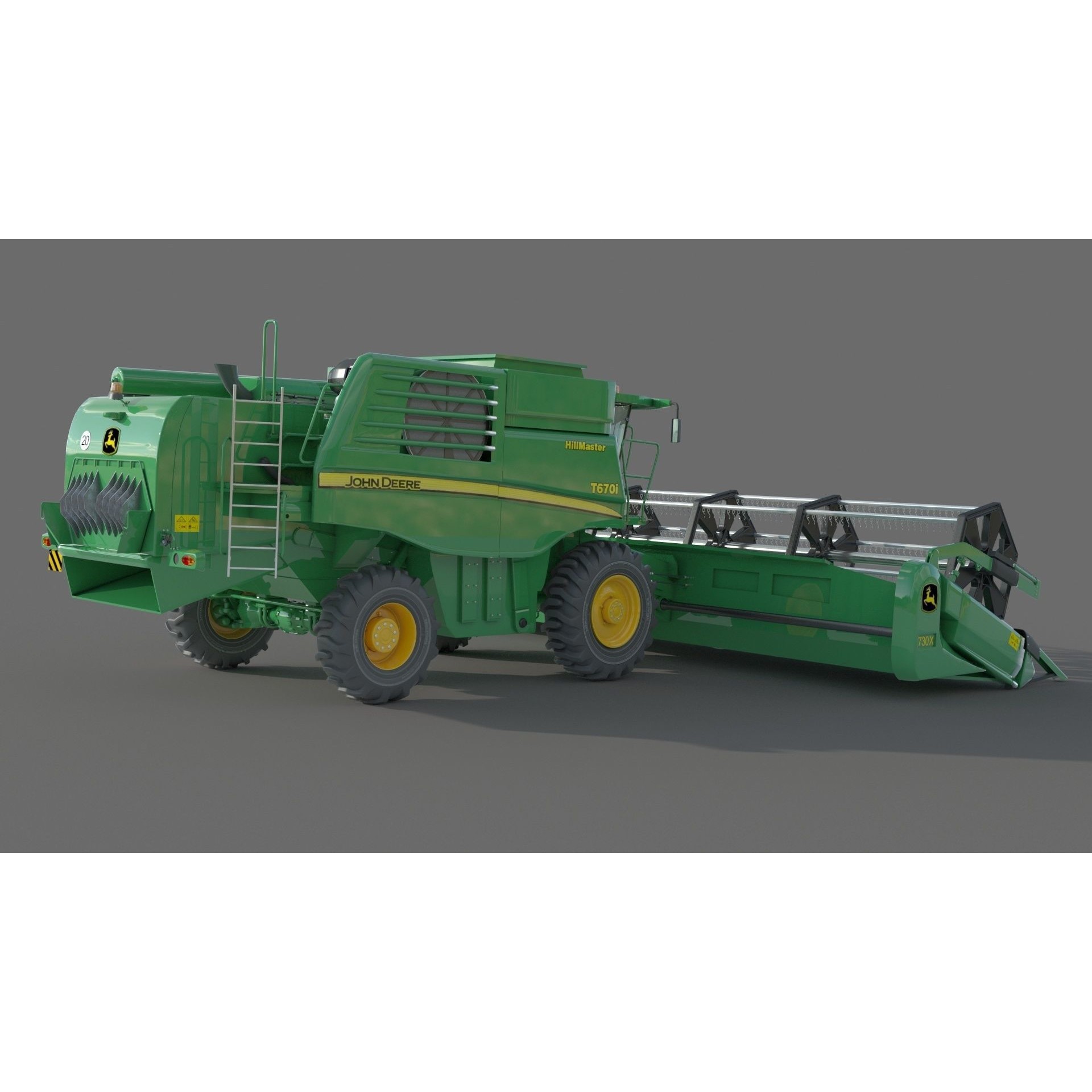 John Deere T670i Harvester 3D Model – High Detail Industrial Machine, FBX, OBJ - View 9