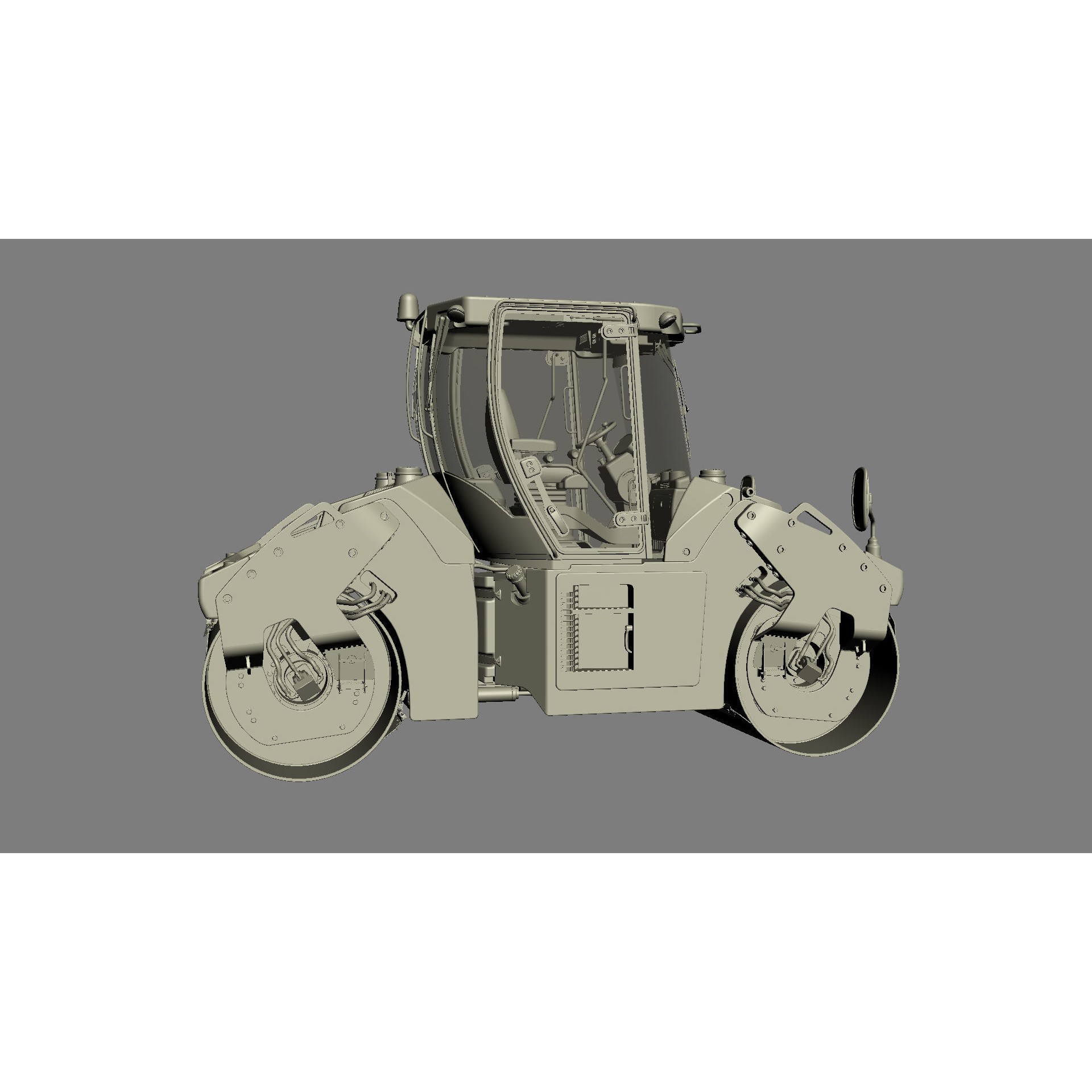 Articulated Tandem Road Roller 3D Model – High Detail, Multiple Formats - View 16