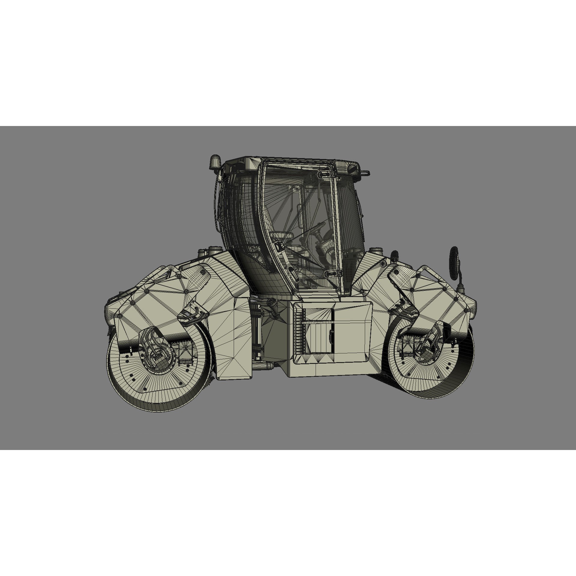 Articulated Tandem Road Roller 3D Model – High Detail, Multiple Formats - View 17