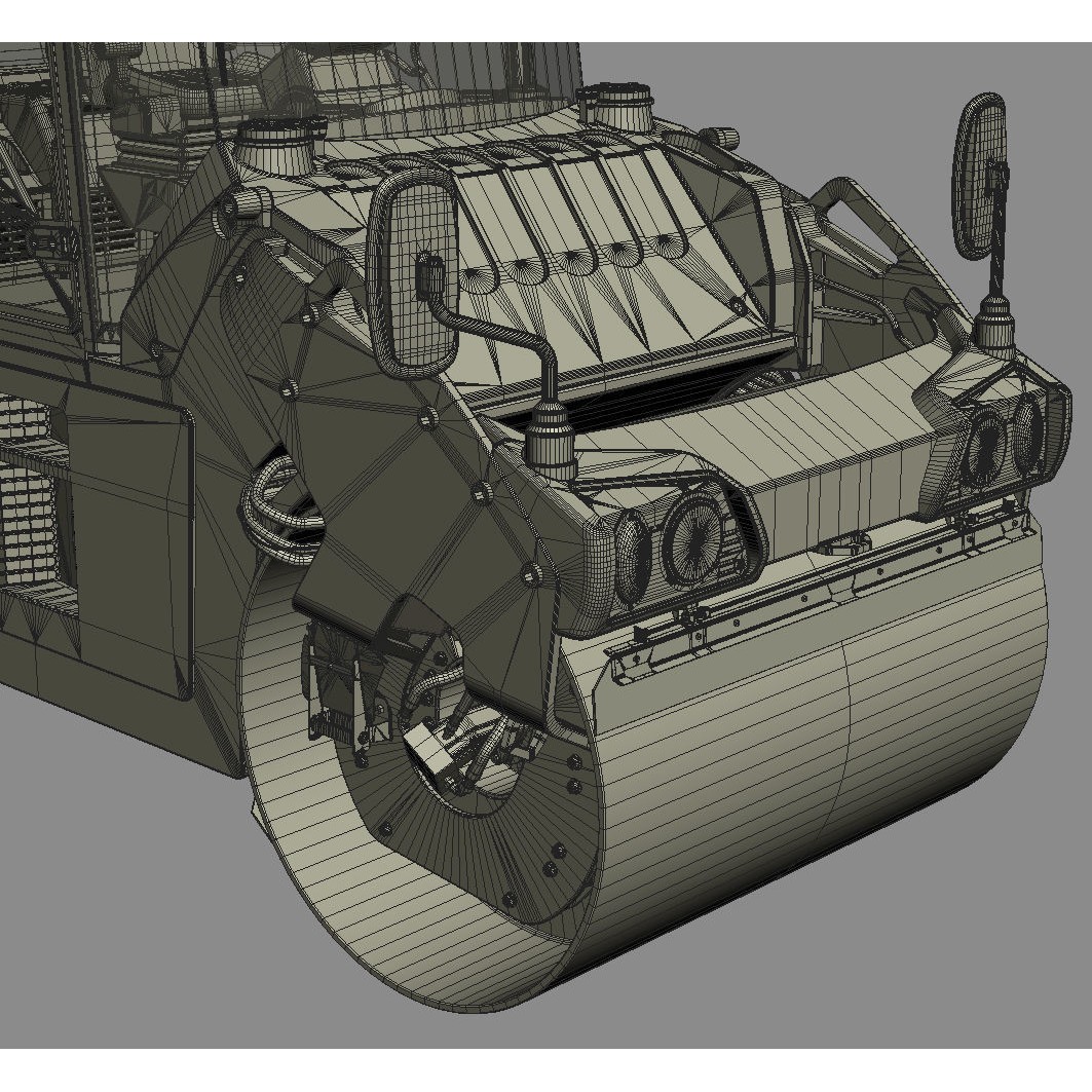 Articulated Tandem Road Roller 3D Model – High Detail, Multiple Formats - View 19