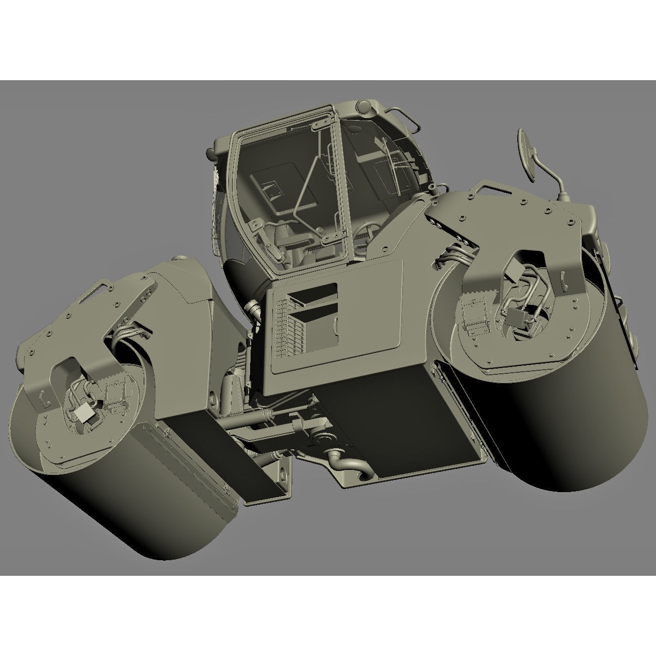 Articulated Tandem Road Roller 3D Model – High Detail, Multiple Formats - View 24