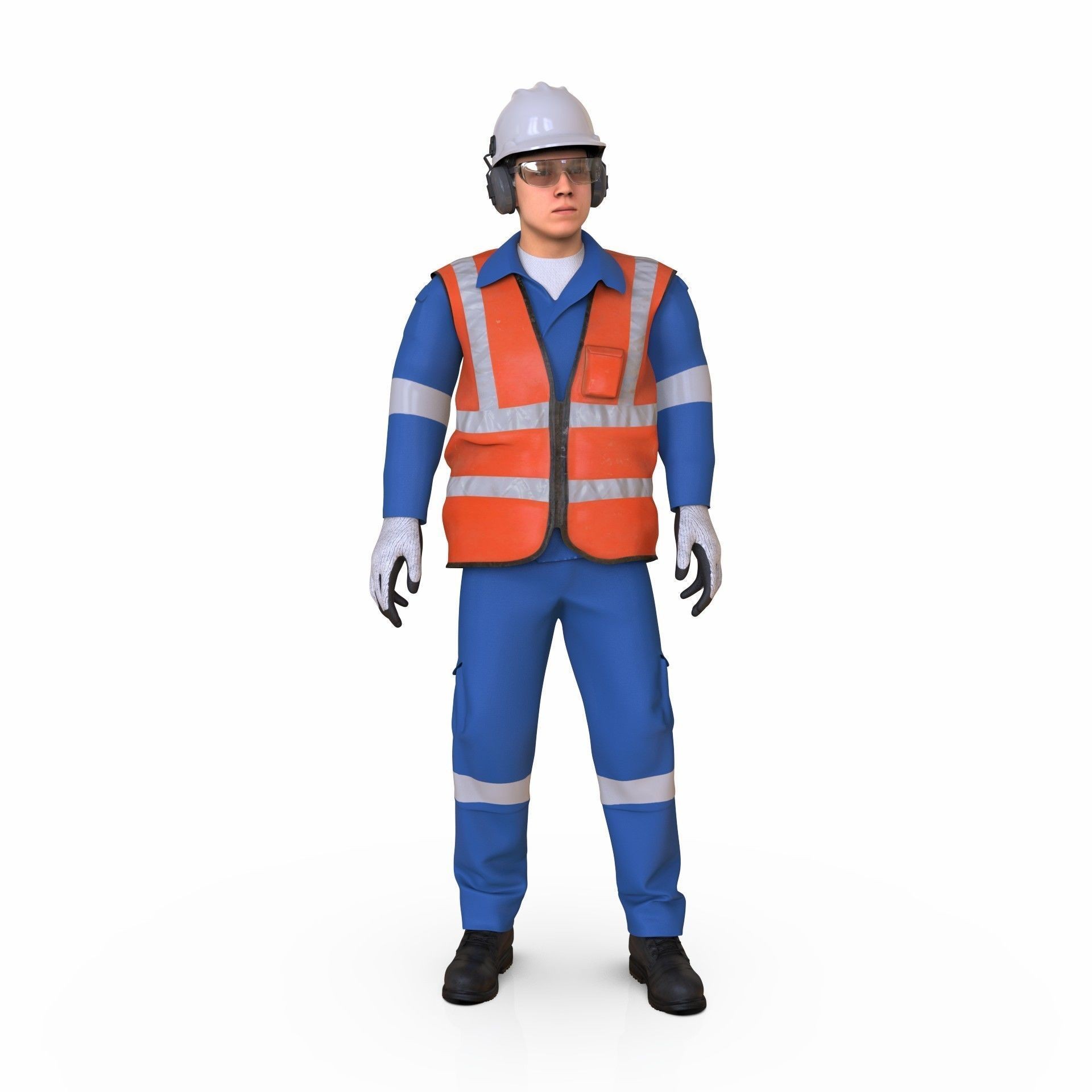 Worker Character 3D Model – Rigged Low-Poly Animated Asset, FBX - View 28