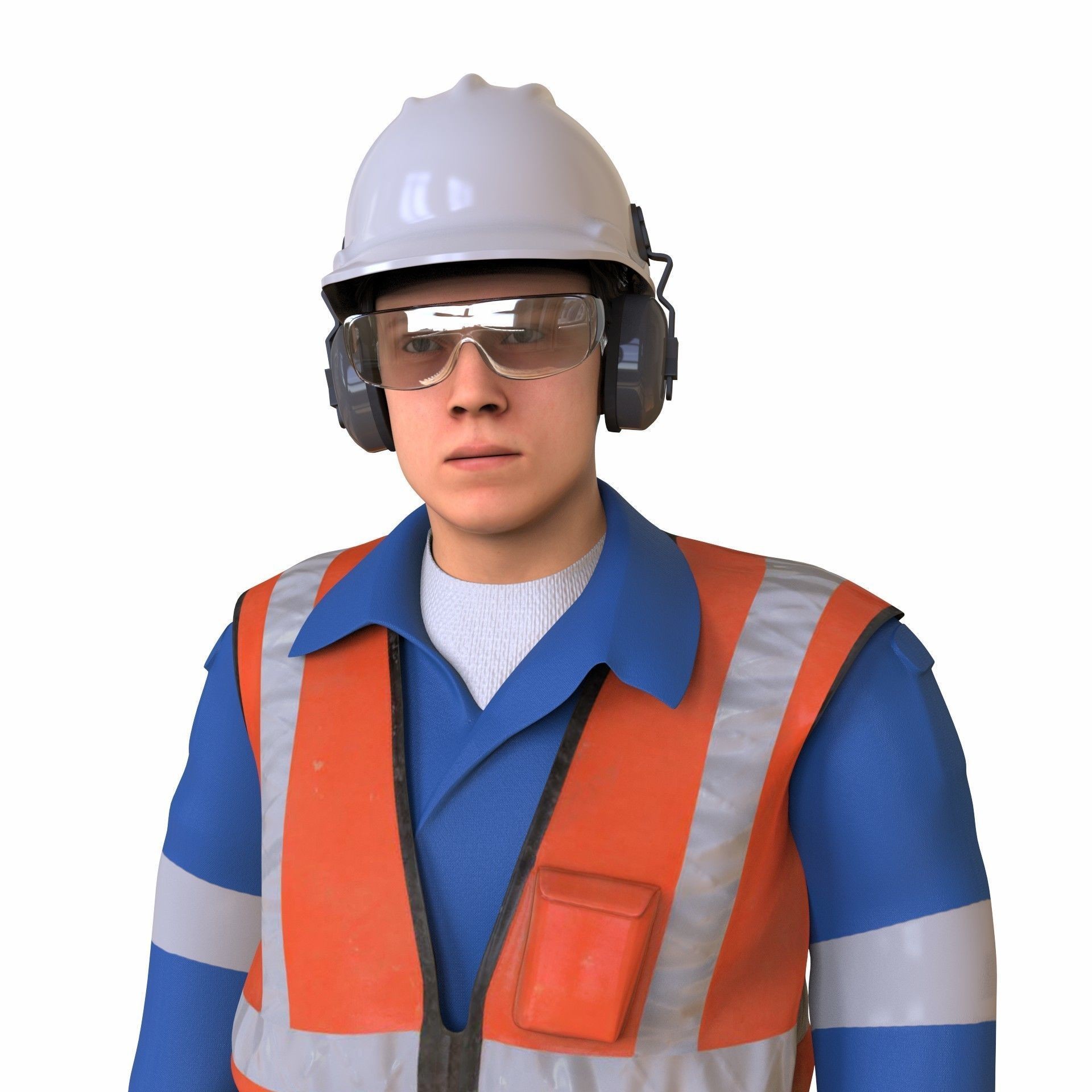 Worker Character 3D Model – Rigged Low-Poly Animated Asset, FBX - View 3
