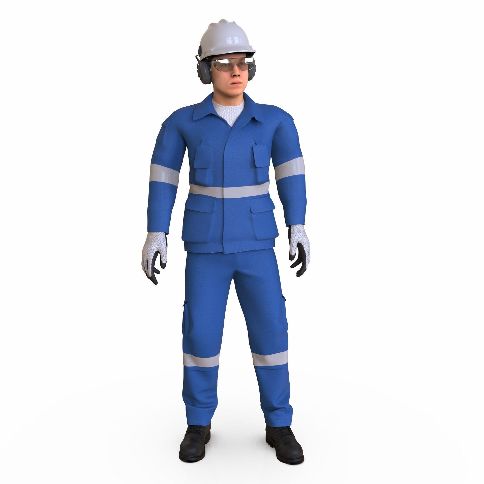 Worker Character 3D Model – Rigged Low-Poly Animated Asset, FBX - View 34