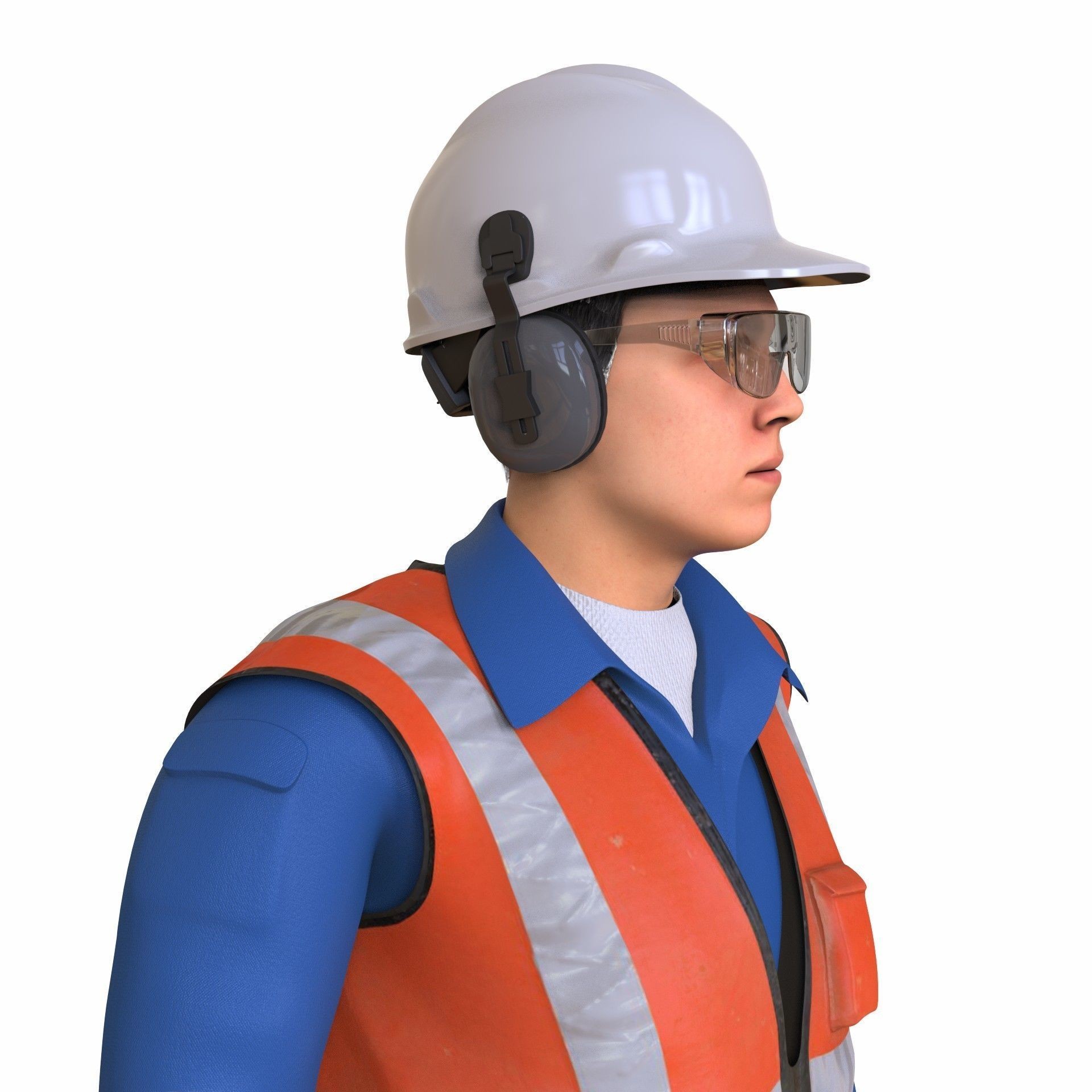 Worker Character 3D Model – Rigged Low-Poly Animated Asset, FBX - View 4