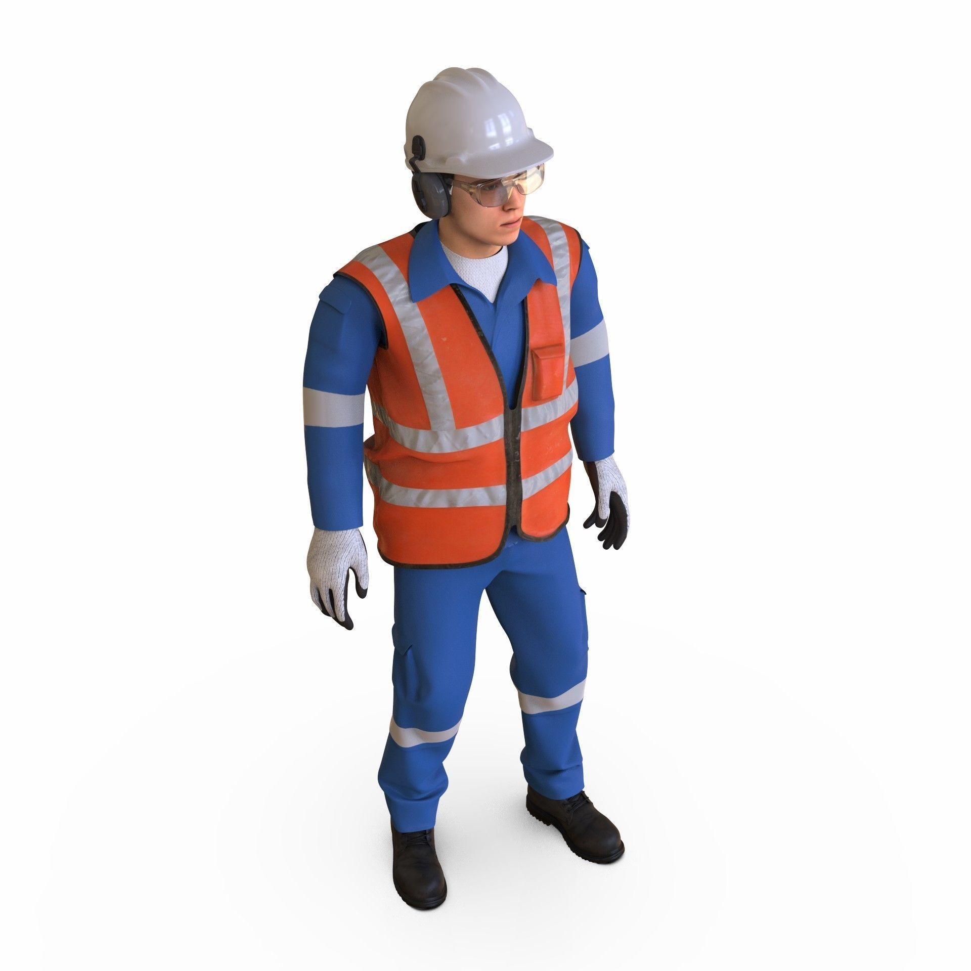 Worker Character 3D Model – Rigged Low-Poly Animated Asset, FBX - View 43