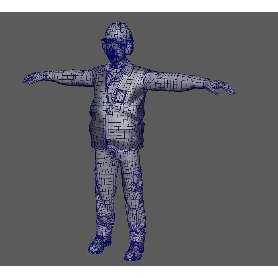 Worker Character 3D Model – Rigged Low-Poly Animated Asset, FBX - View 45