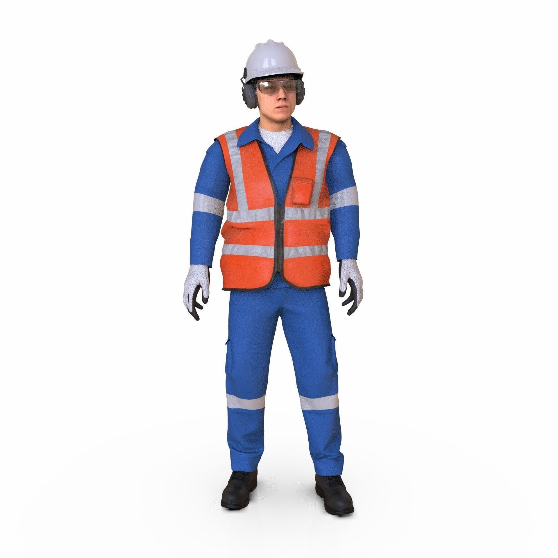 Worker Character 3D Model – Rigged Low-Poly Animated Asset, FBX - View 7