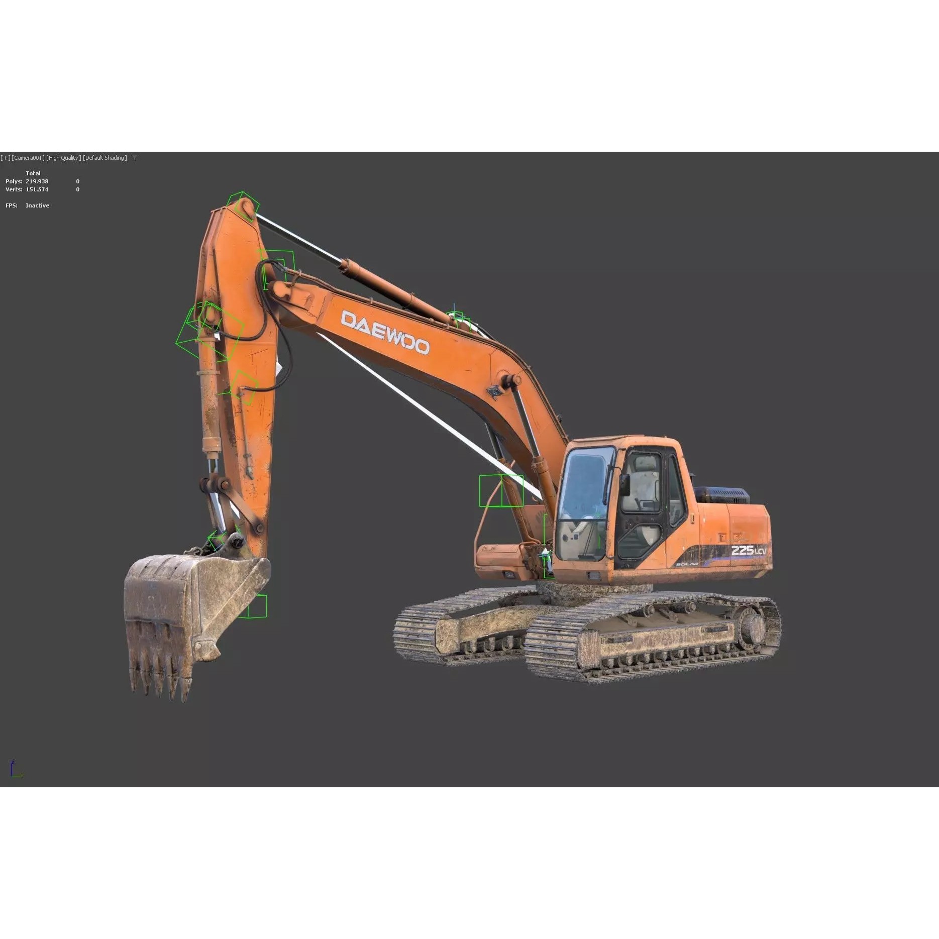 Daewoo Solar 225 LC-V 3D Model – Rigged Low-Poly PBR Excavator for Games - View 11