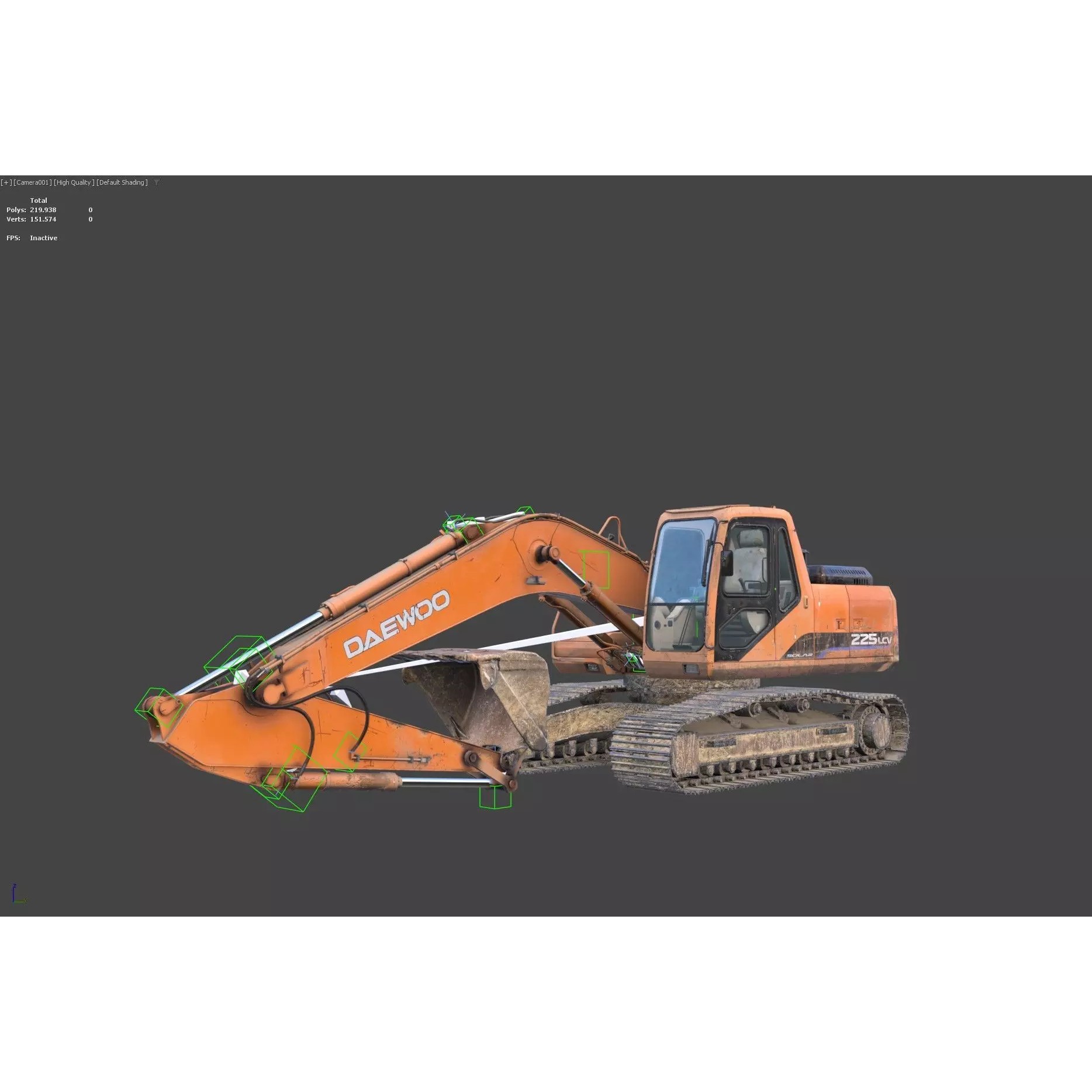 Daewoo Solar 225 LC-V 3D Model – Rigged Low-Poly PBR Excavator for Games - View 12