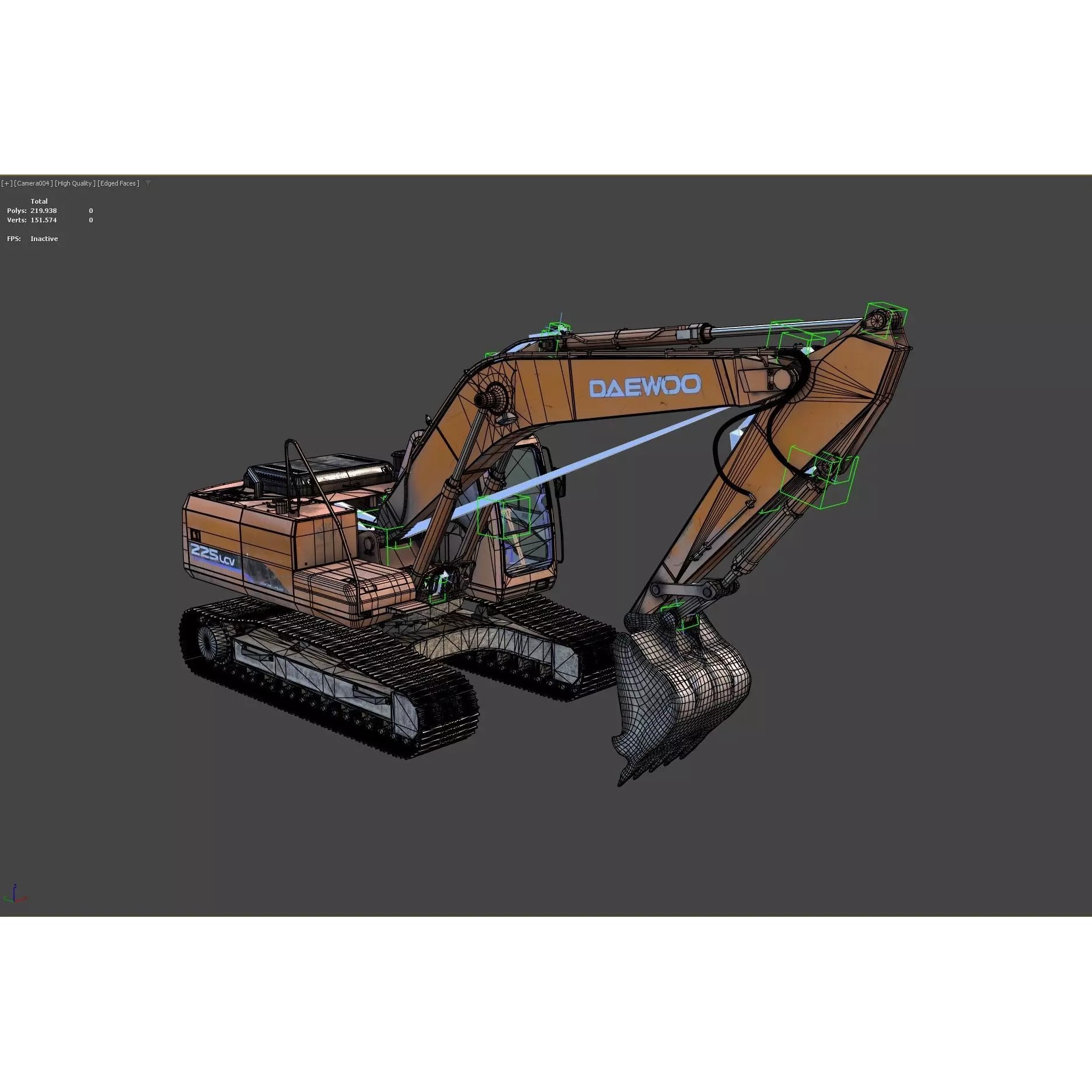 Daewoo Solar 225 LC-V 3D Model – Rigged Low-Poly PBR Excavator for Games - View 18