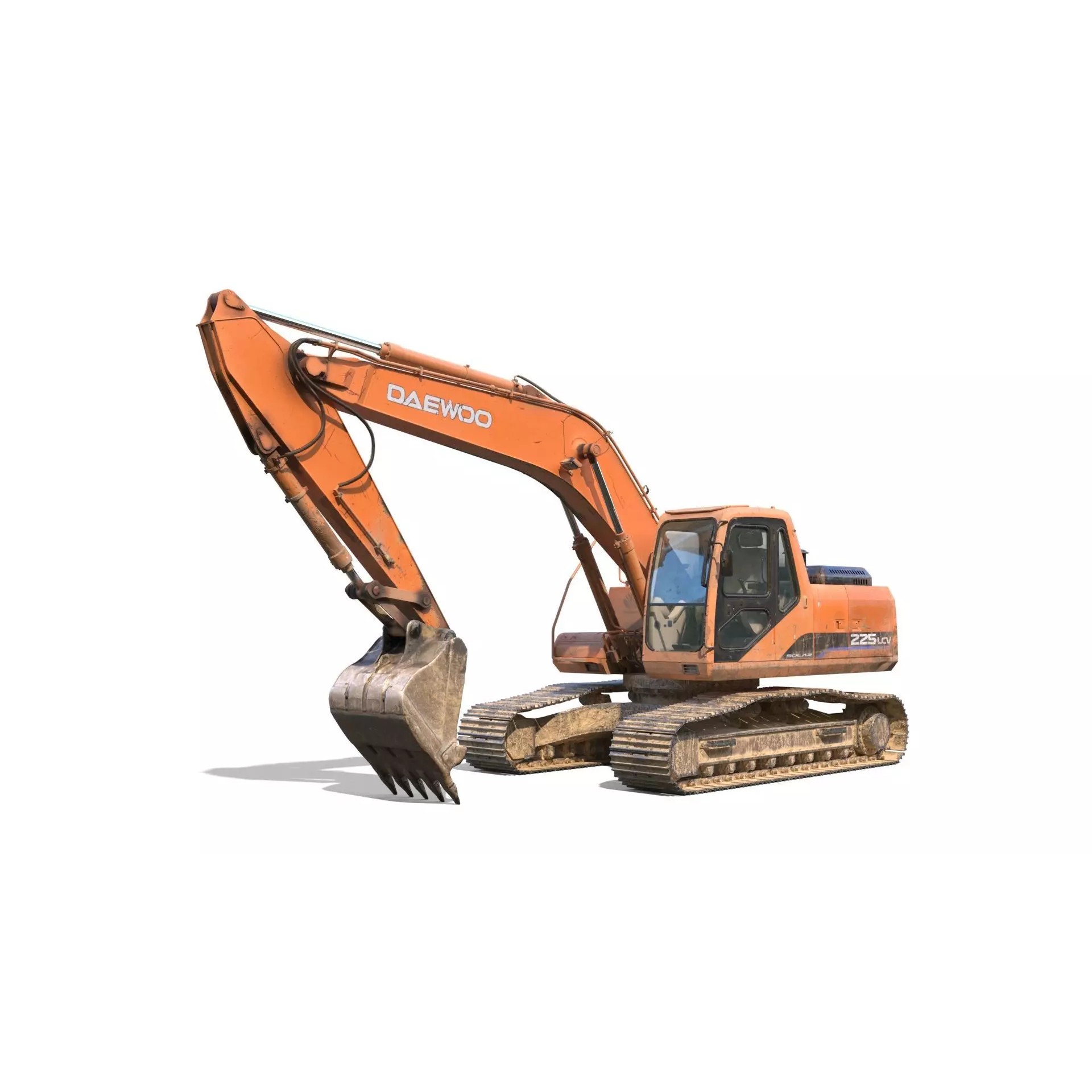 Daewoo Solar 225 LC-V 3D Model – Rigged Low-Poly PBR Excavator for Games - View 2