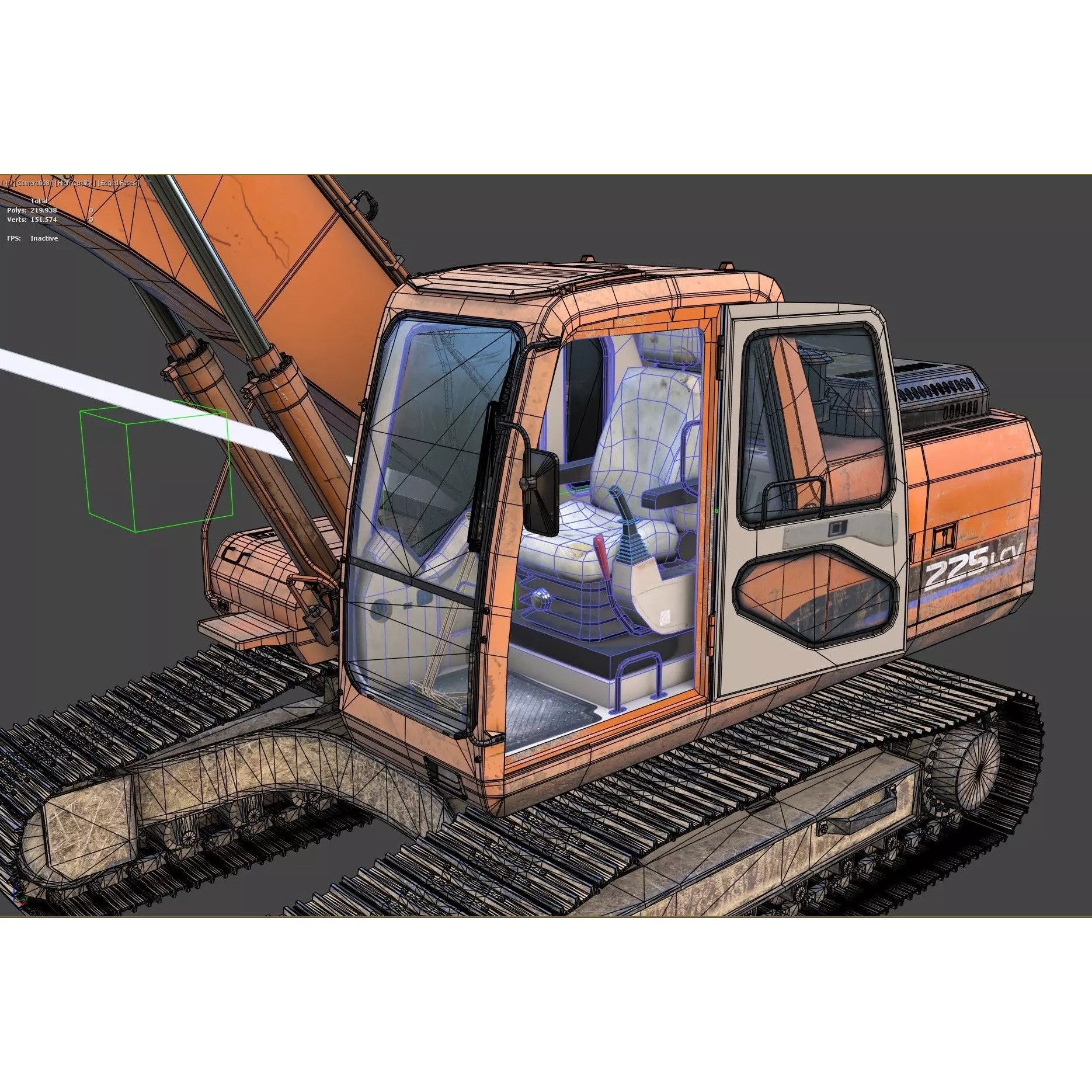 Daewoo Solar 225 LC-V 3D Model – Rigged Low-Poly PBR Excavator for Games - View 21