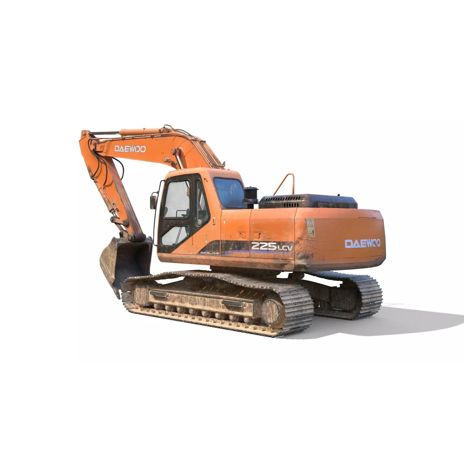Daewoo Solar 225 LC-V 3D Model – Rigged Low-Poly PBR Excavator for Games - View 4
