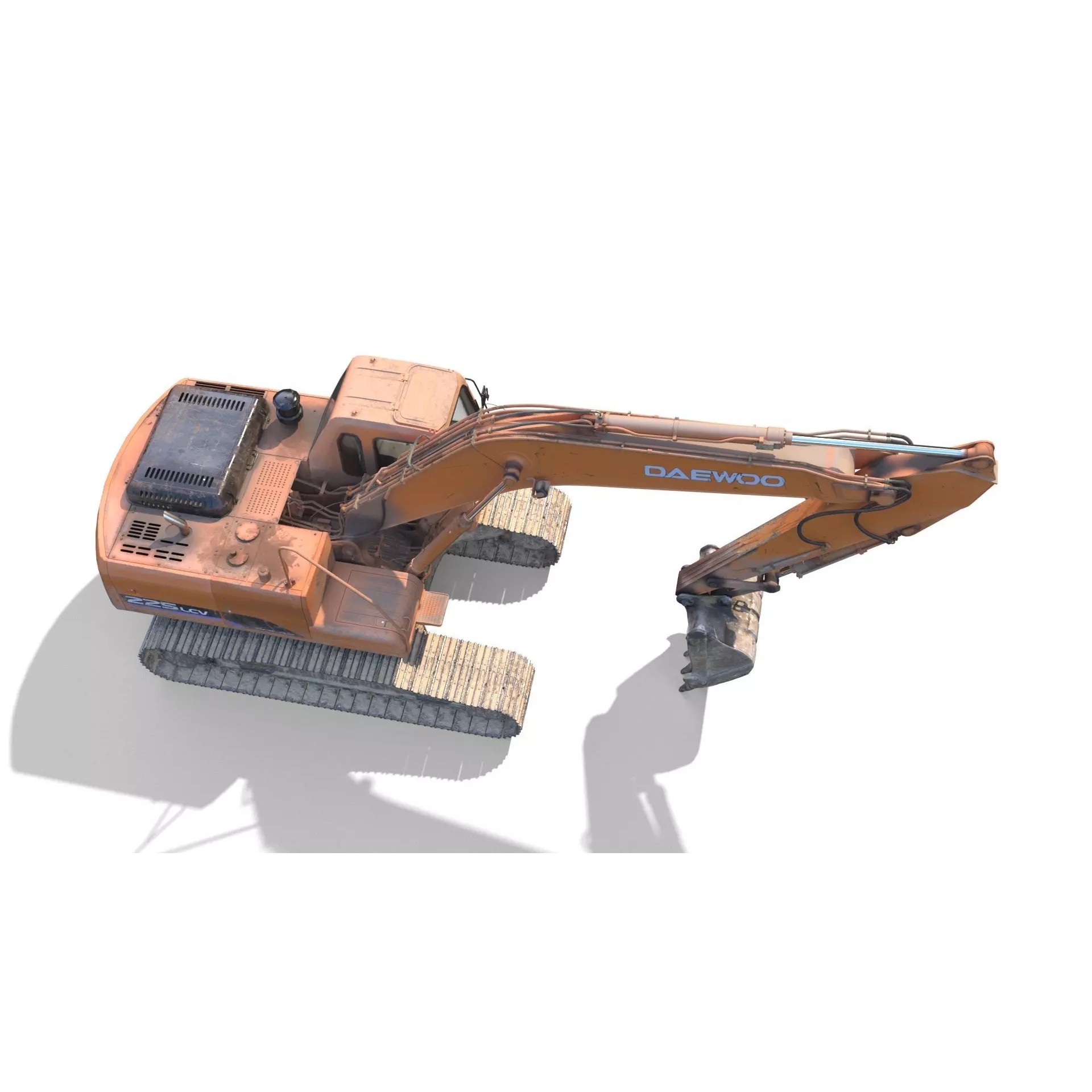 Daewoo Solar 225 LC-V 3D Model – Rigged Low-Poly PBR Excavator for Games - View 6
