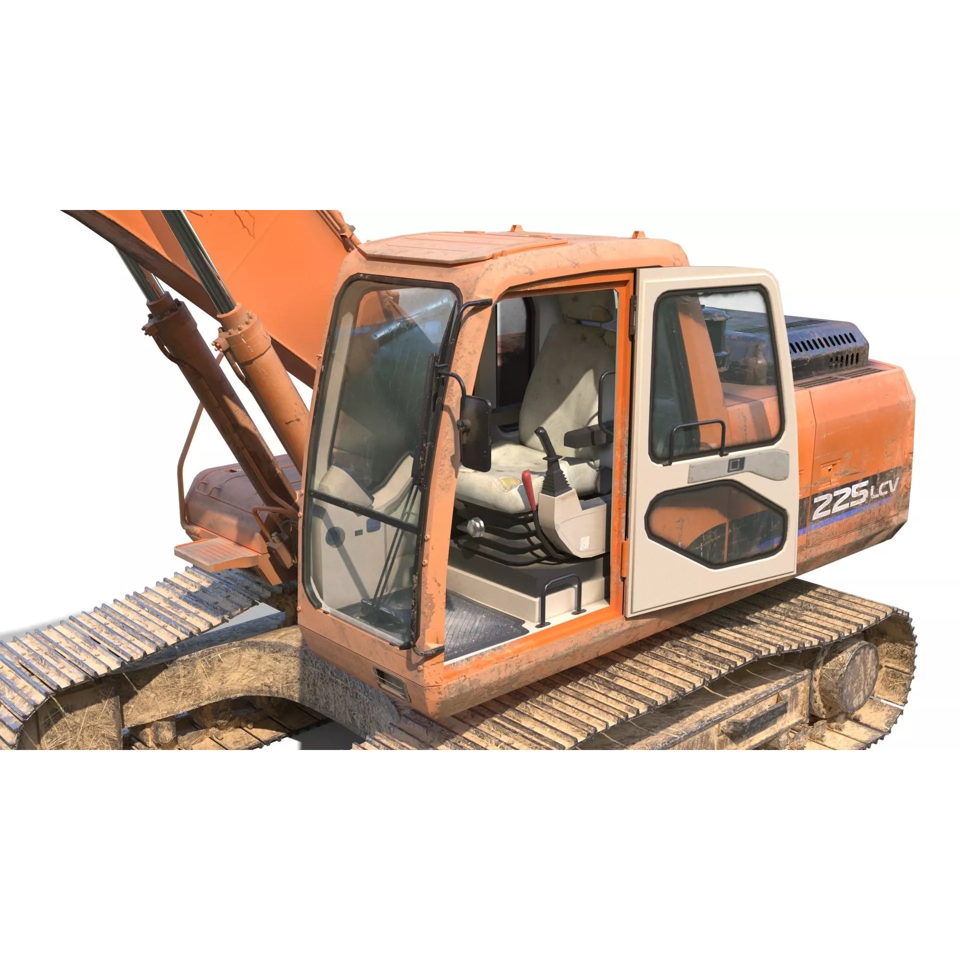 Daewoo Solar 225 LC-V 3D Model – Rigged Low-Poly PBR Excavator for Games - View 8