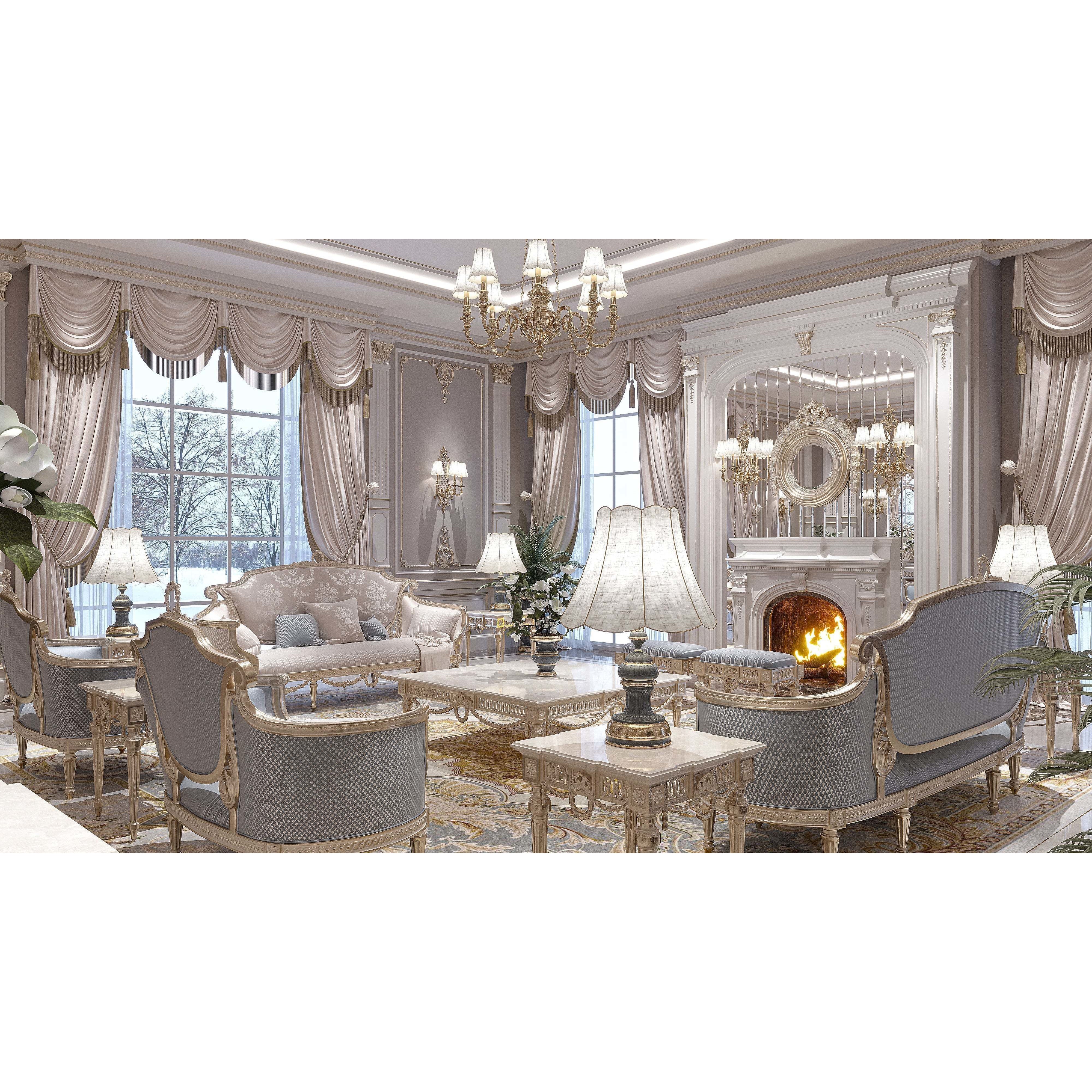 Classical Living Room and Dining Room - Game-Ready 3D Model - View 3