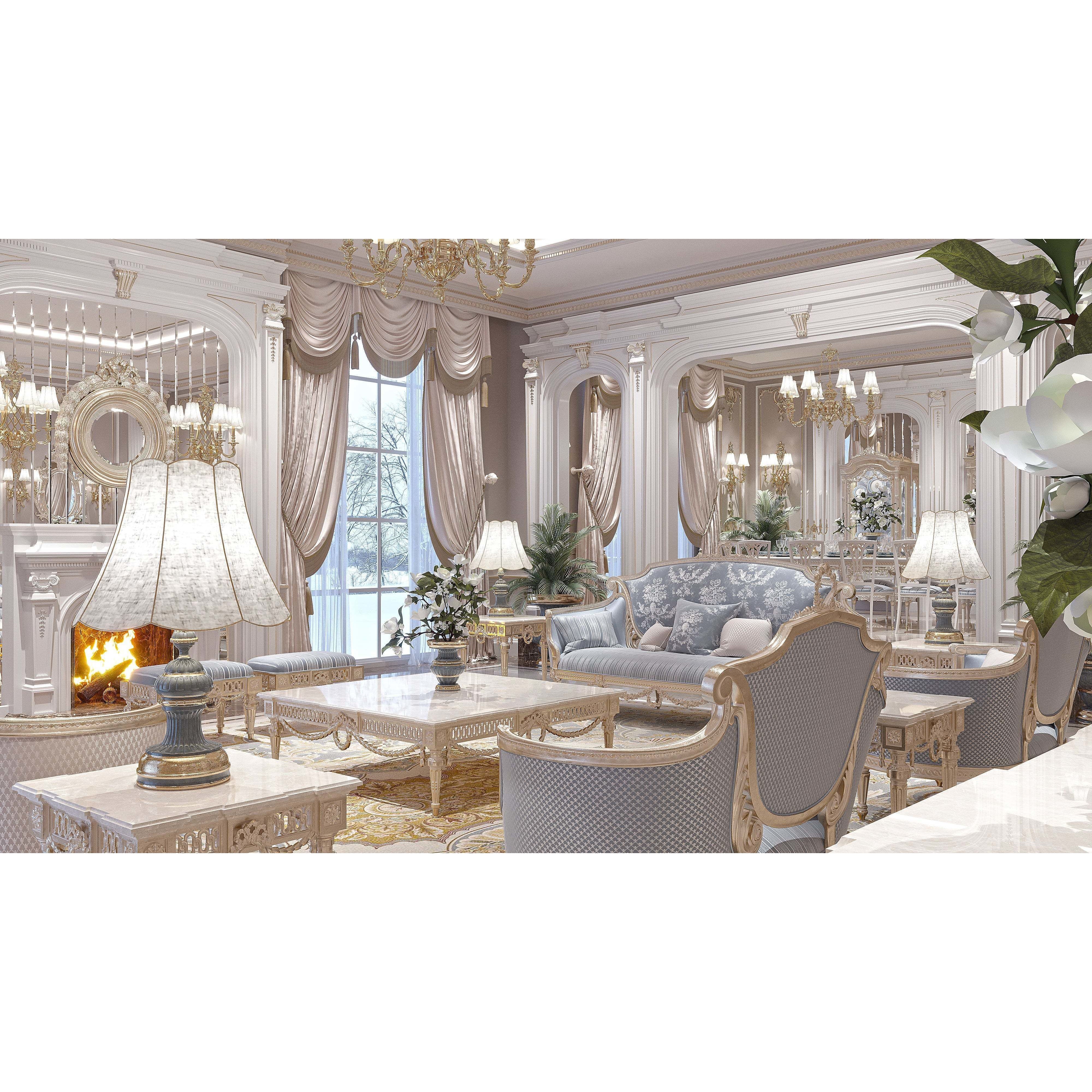 Classical Living Room and Dining Room - Game-Ready 3D Model - View 4