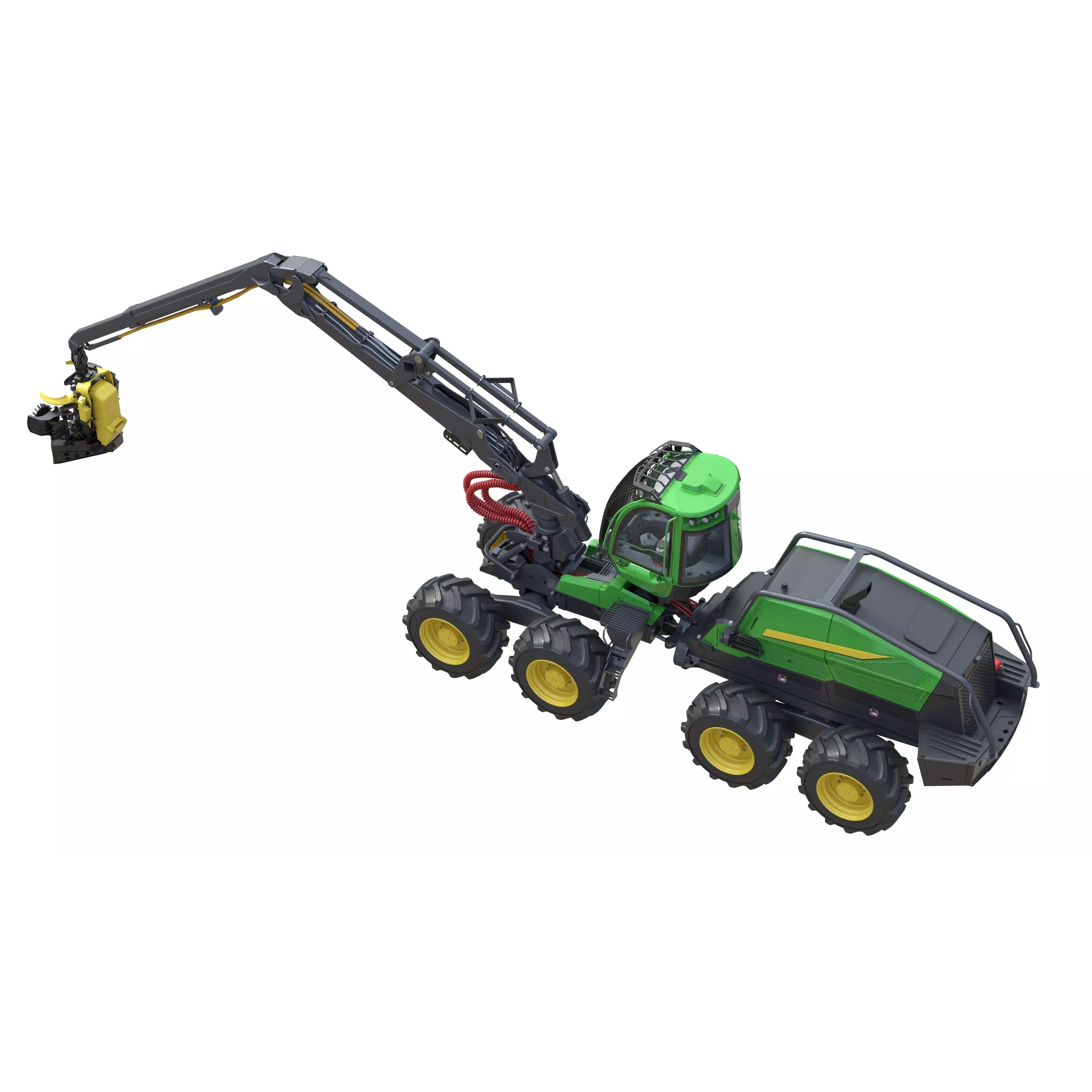 John Deere 1270H 3D Model – Low Poly Industrial Tractor, FBX, Blender - View 10