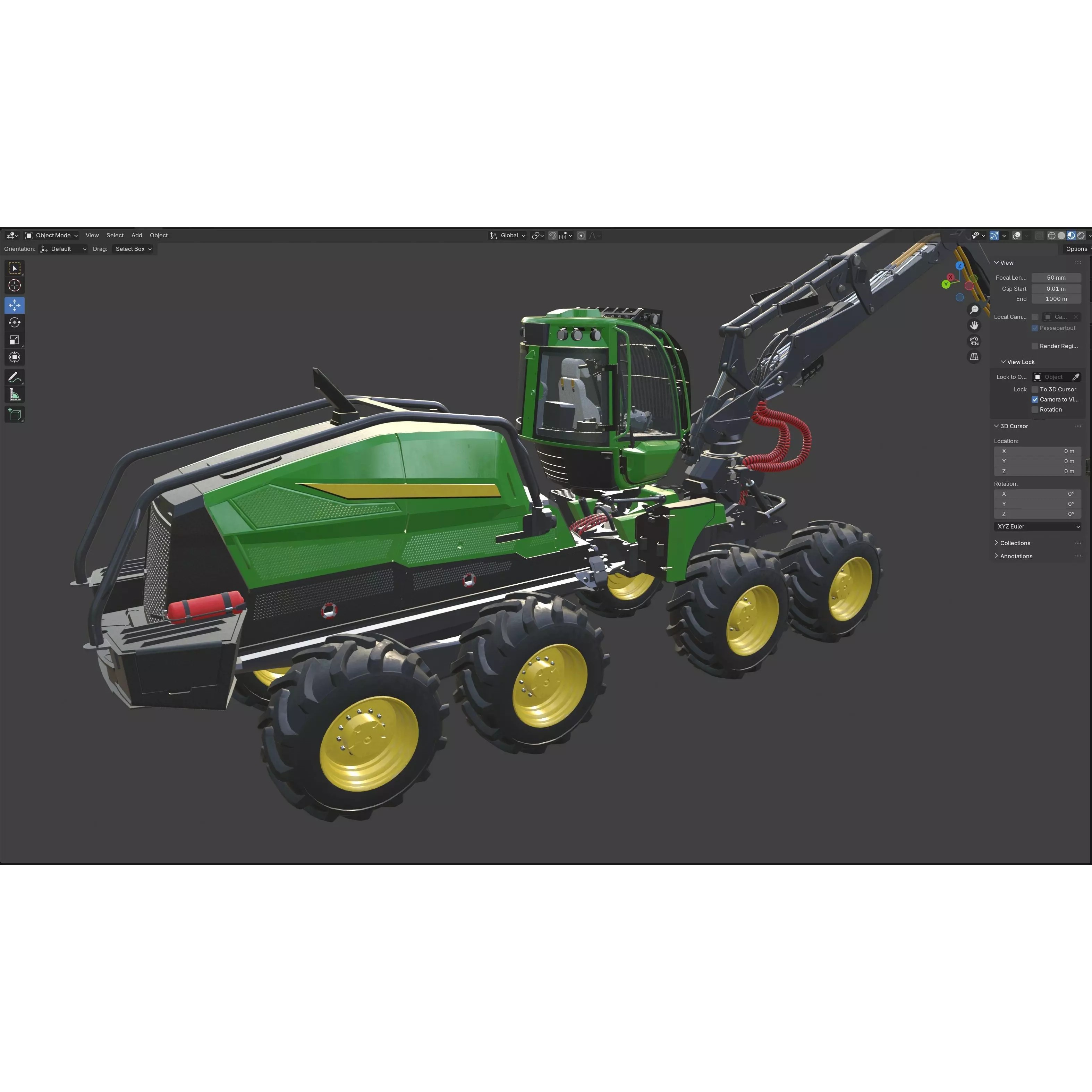 John Deere 1270H 3D Model – Low Poly Industrial Tractor, FBX, Blender - View 15