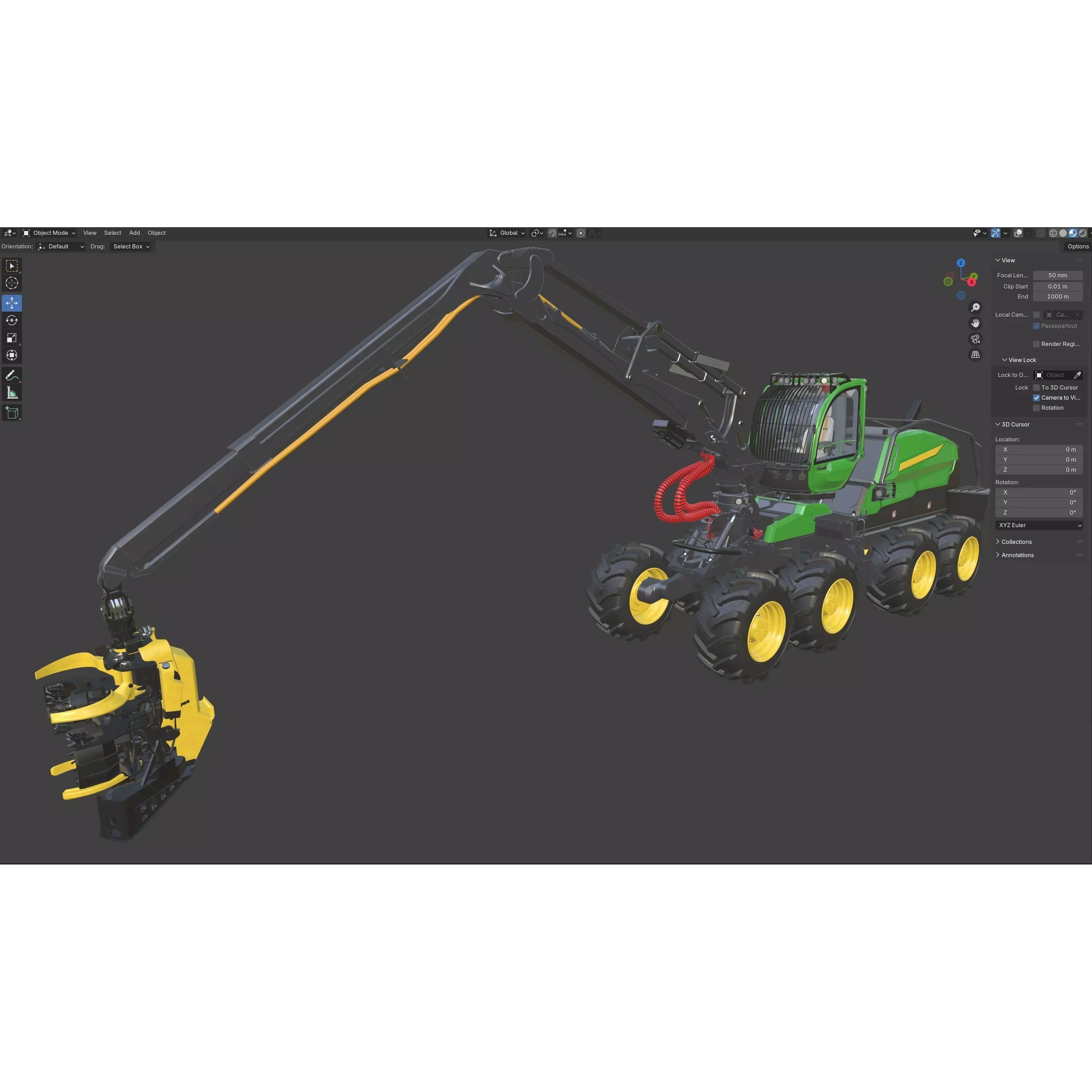 John Deere 1270H 3D Model – Low Poly Industrial Tractor, FBX, Blender - View 16