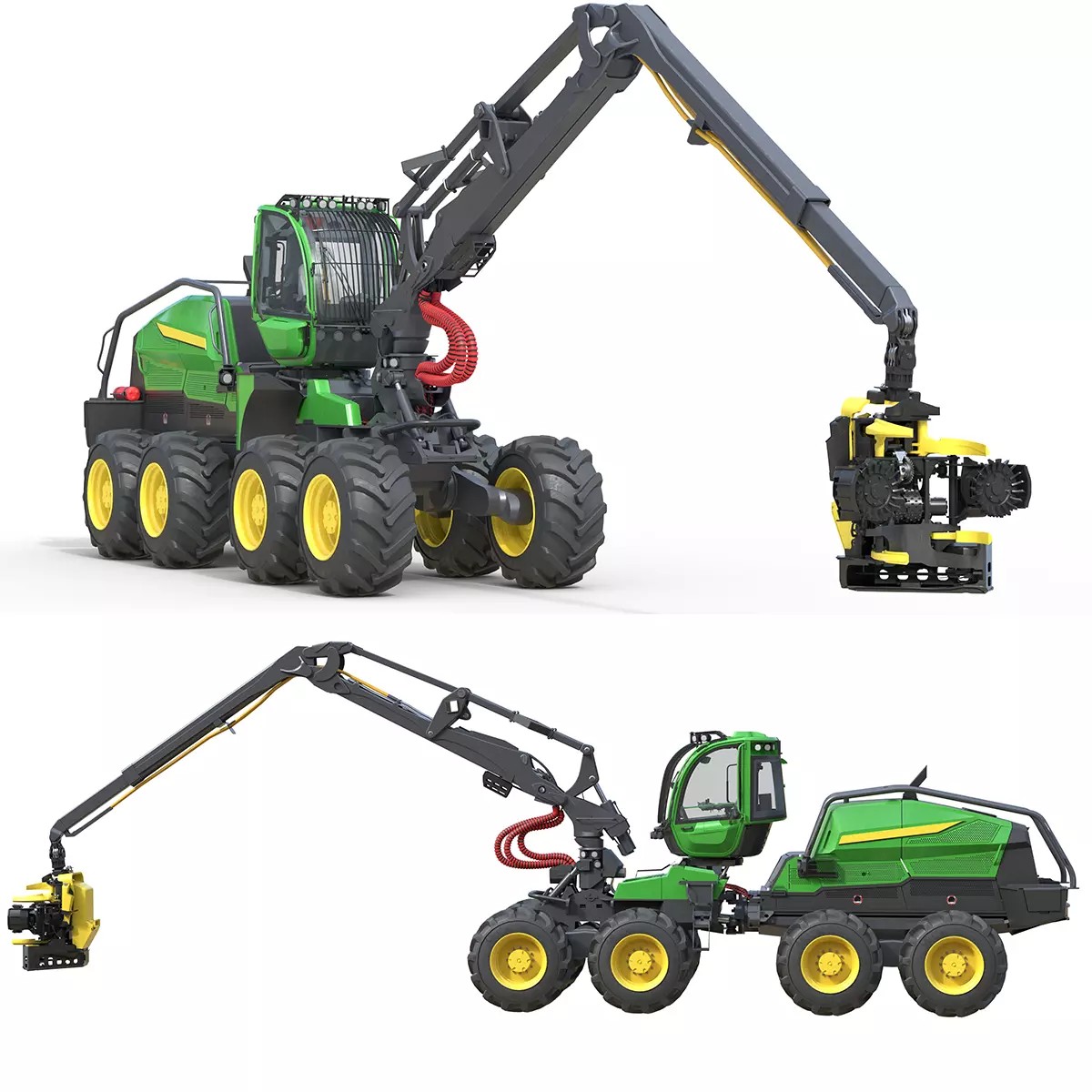 John Deere 1270H 3D Model – Low Poly Industrial Tractor, FBX, Blender - View 2