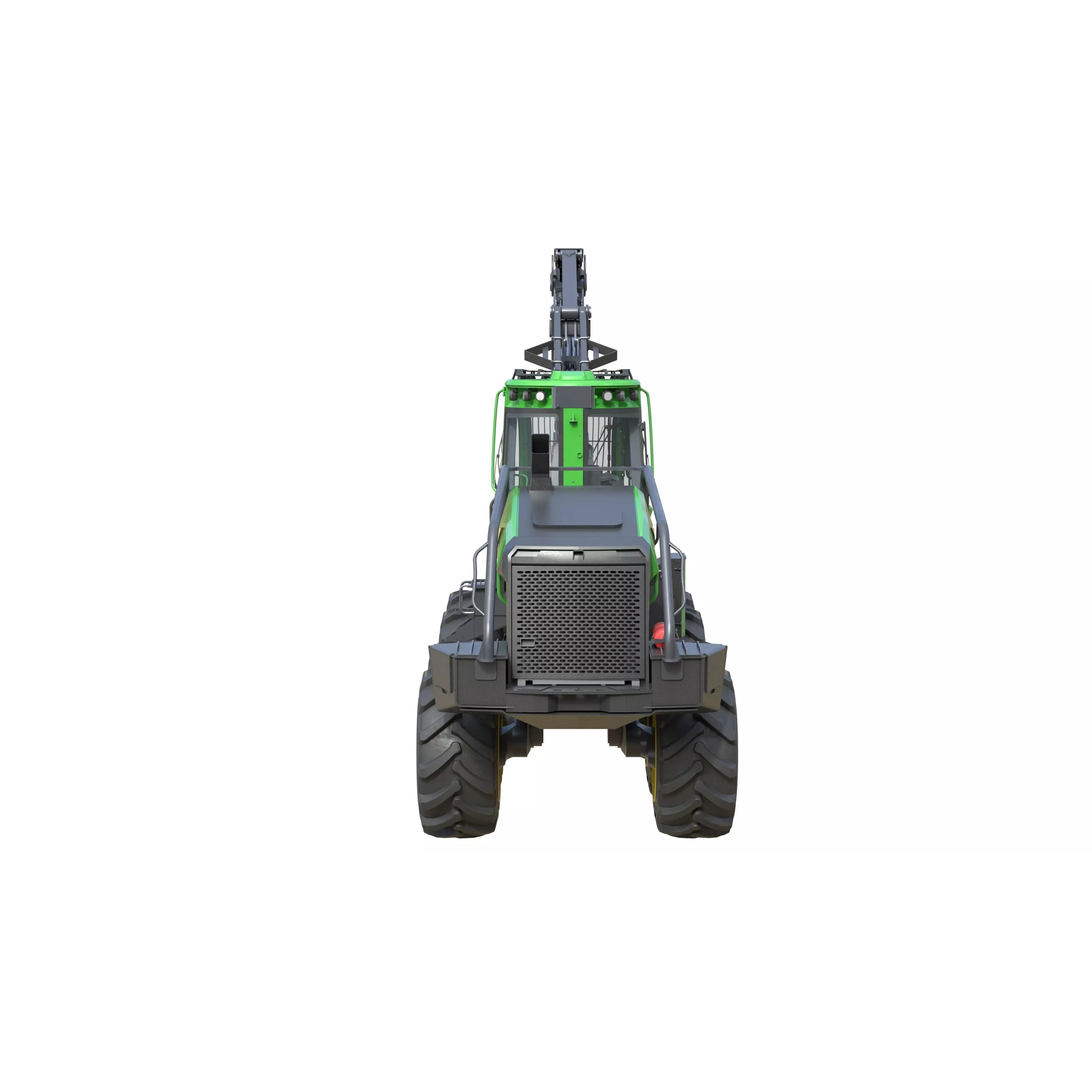 John Deere 1270H 3D Model – Low Poly Industrial Tractor, FBX, Blender - View 4