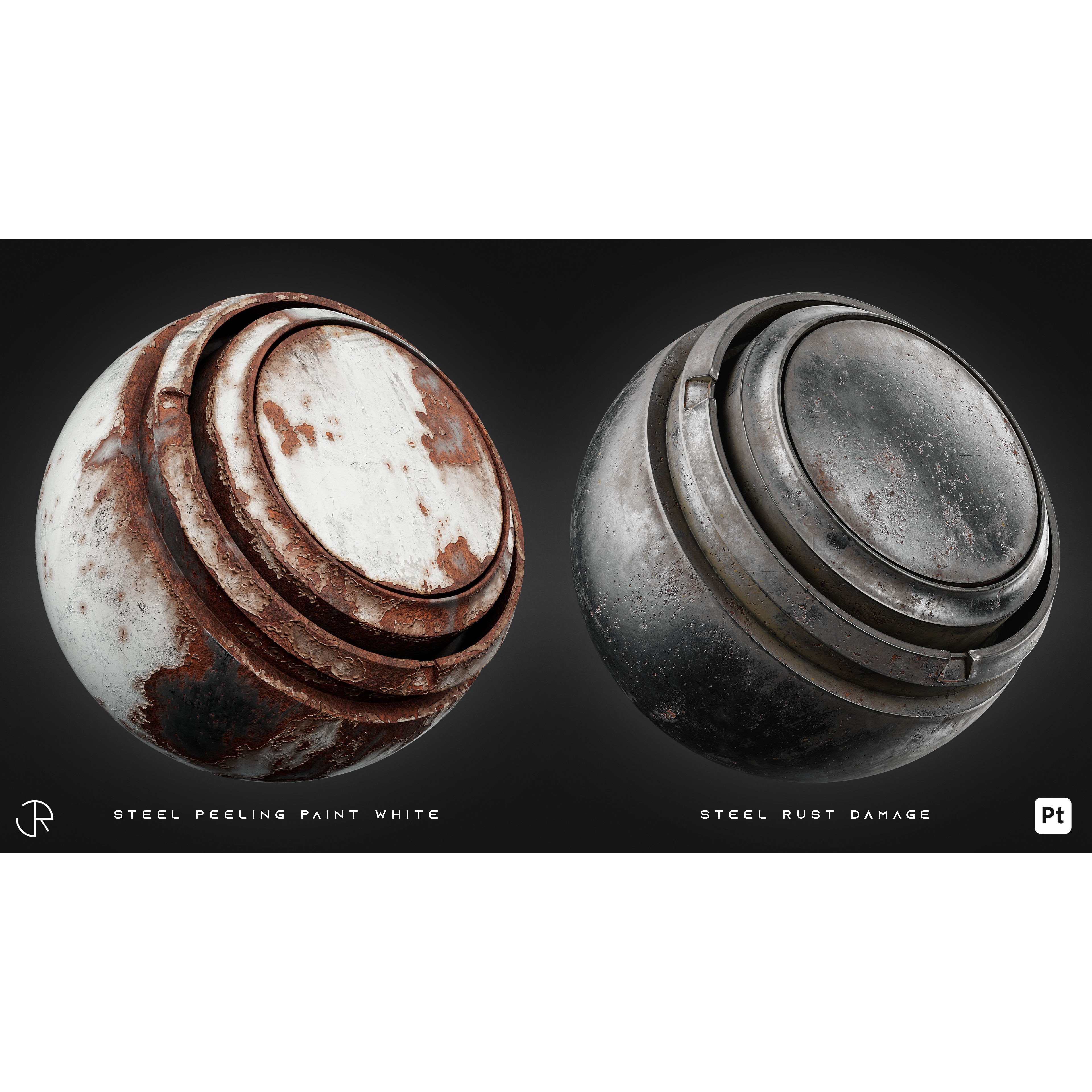 Damaged Metal Materials 3D Model – High-Detail PBR Textures, Substance Painter - View 10