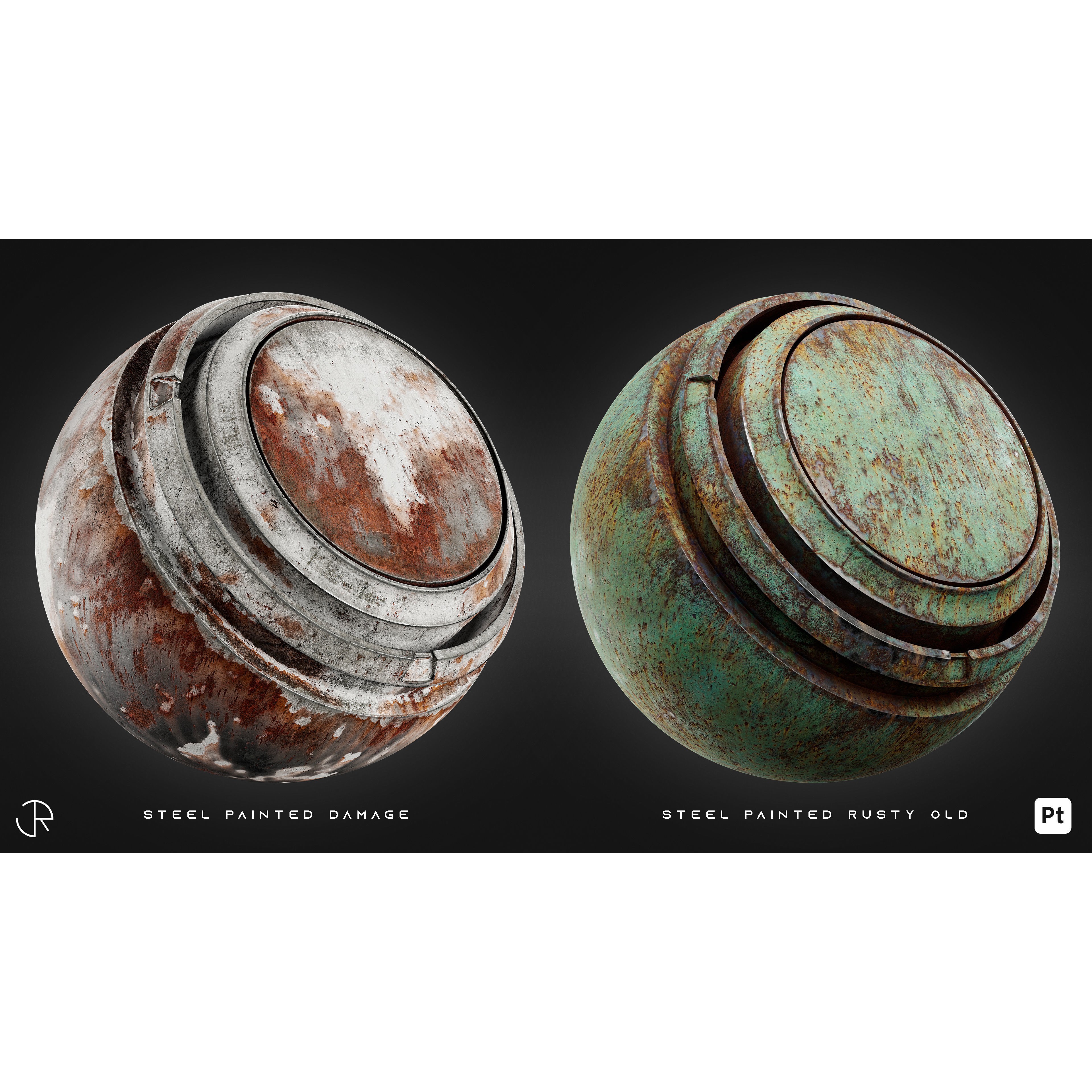 Damaged Metal Materials 3D Model – High-Detail PBR Textures, Substance Painter - View 11
