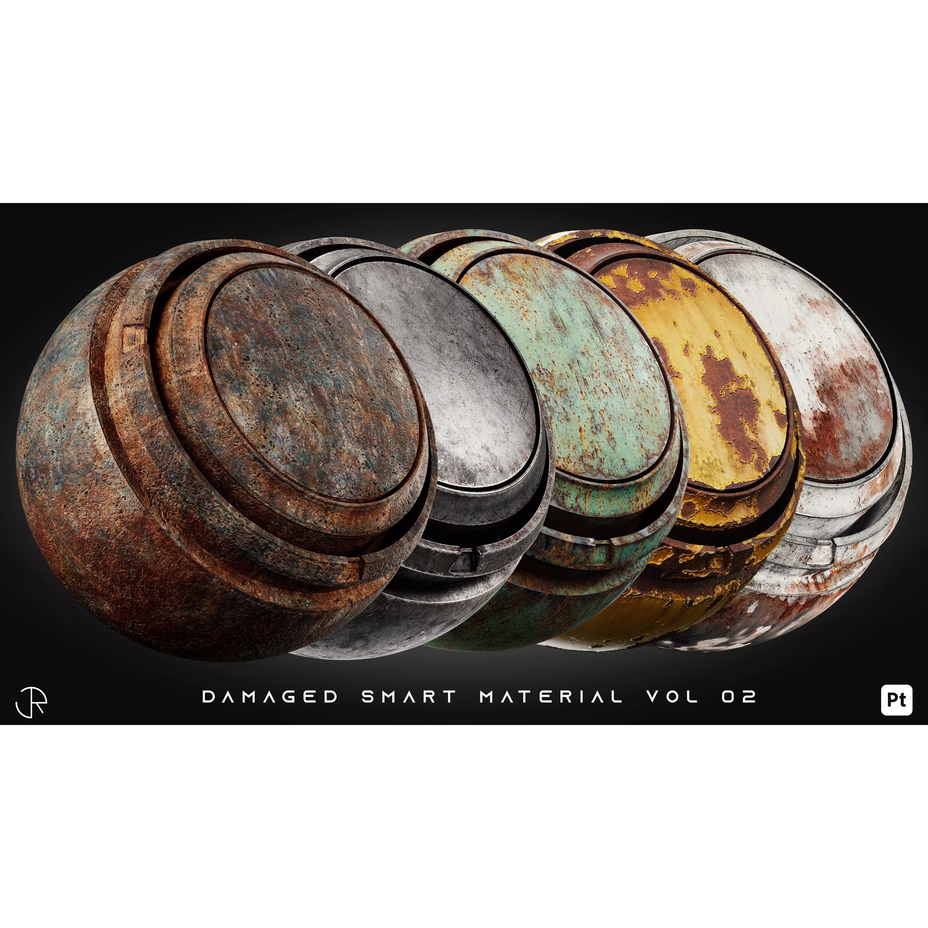 Damaged Metal Materials 3D Model – High-Detail PBR Textures, Substance Painter - View 2