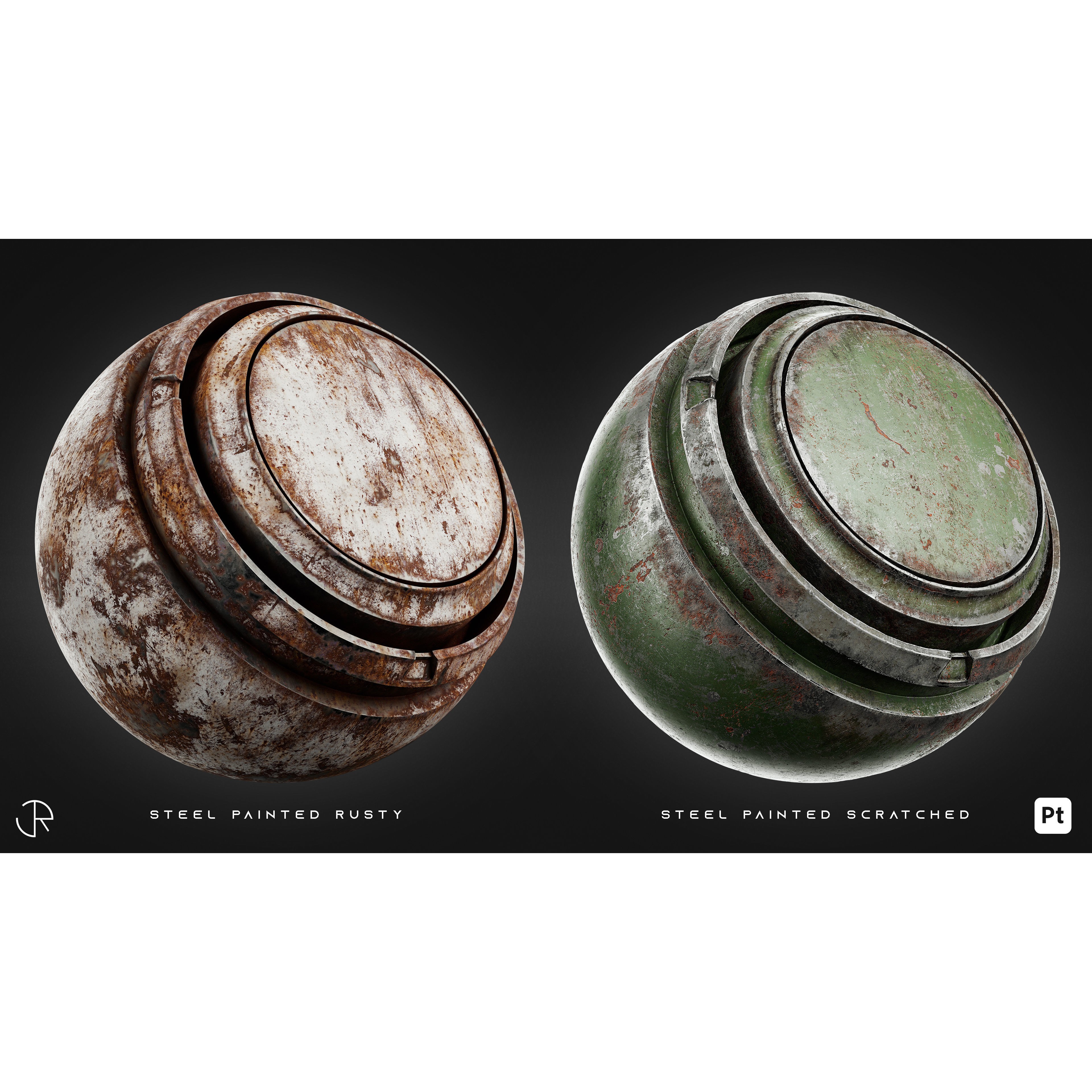 Damaged Metal Materials 3D Model – High-Detail PBR Textures, Substance Painter - View 8