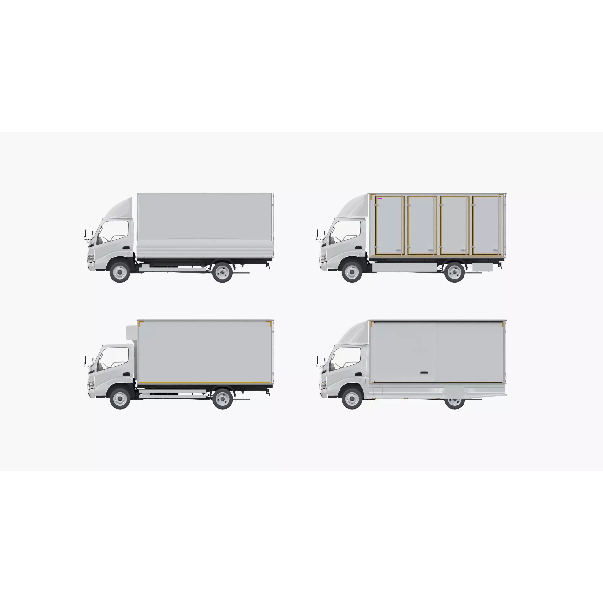 Toyota Dyna 1999 3D Model – Low Poly Truck Set, FBX, OBJ - View 2