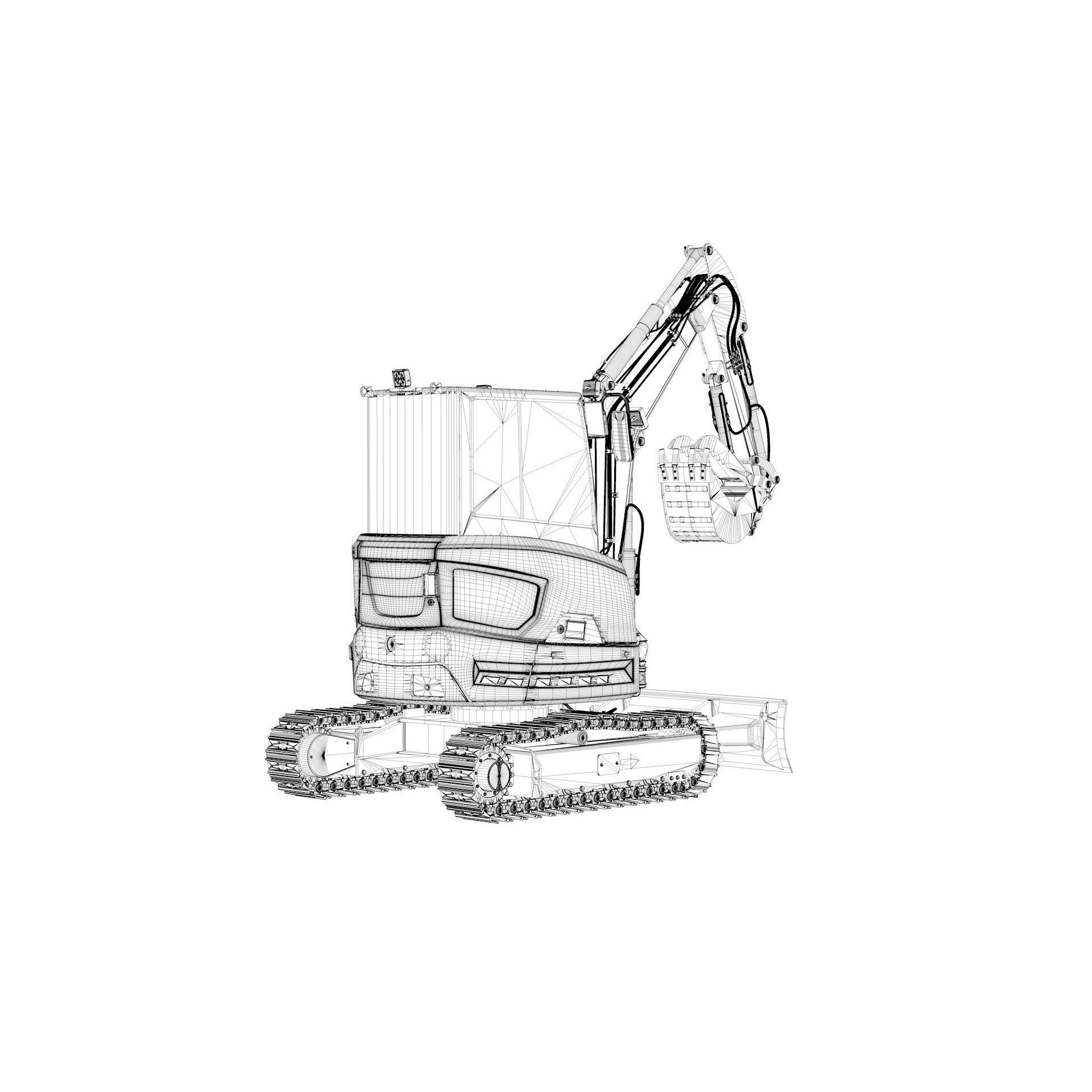 Mini Excavator 3D Model – Rigged and Animated for Games, FBX