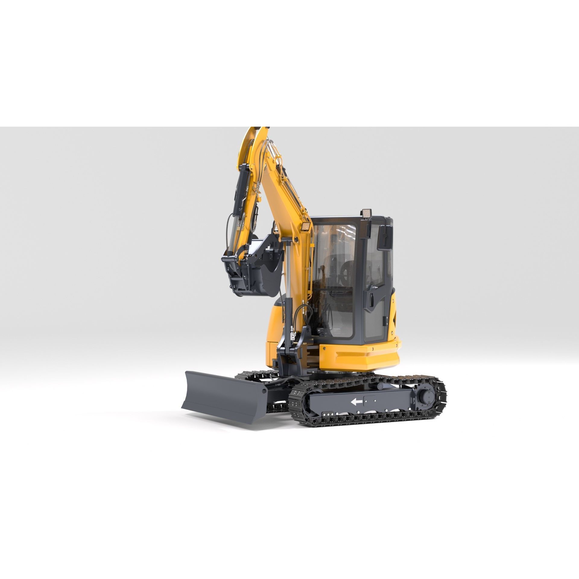 Mini Excavator 3D Model – Rigged and Animated for Games, FBX - View 10