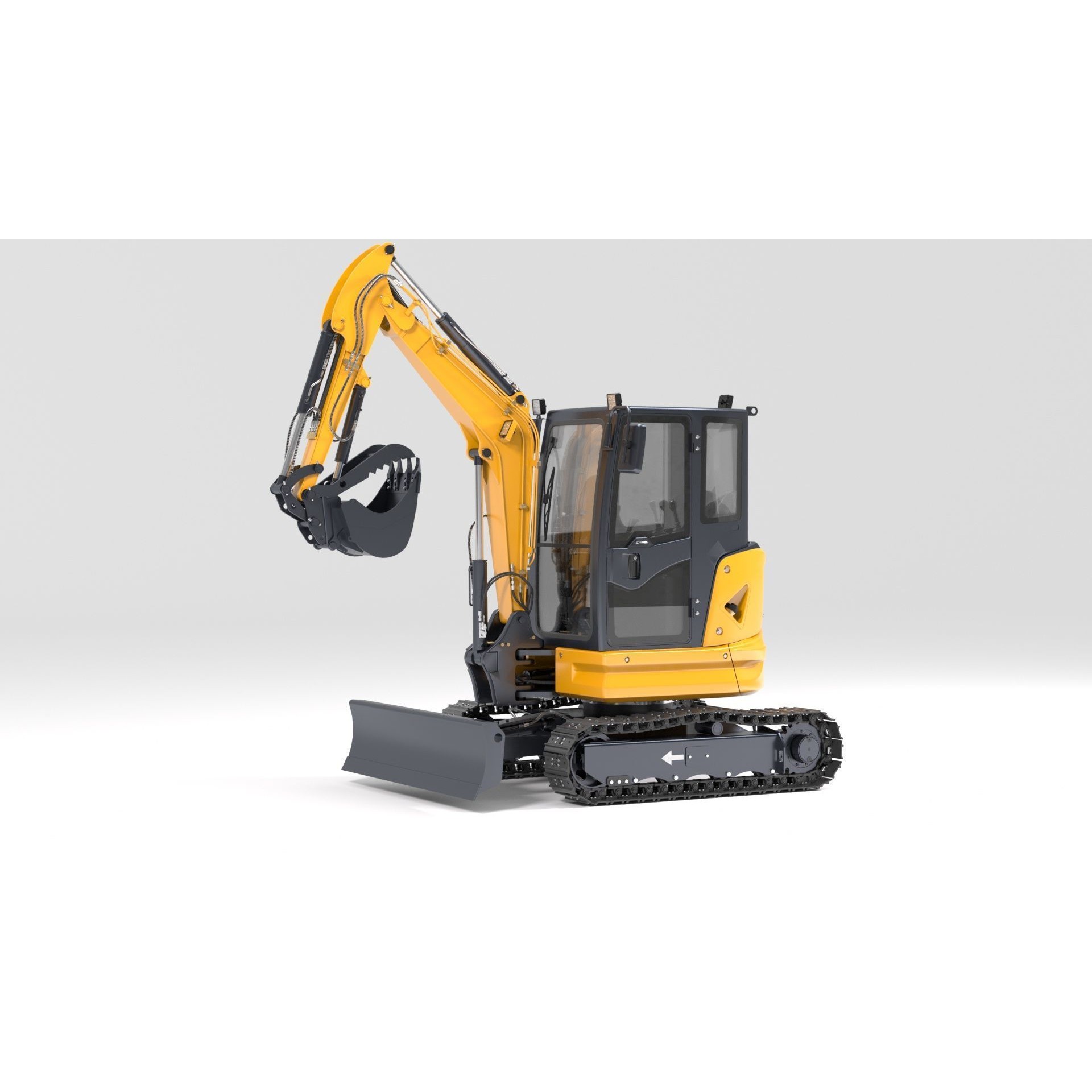 Mini Excavator 3D Model – Rigged and Animated for Games, FBX - View 11