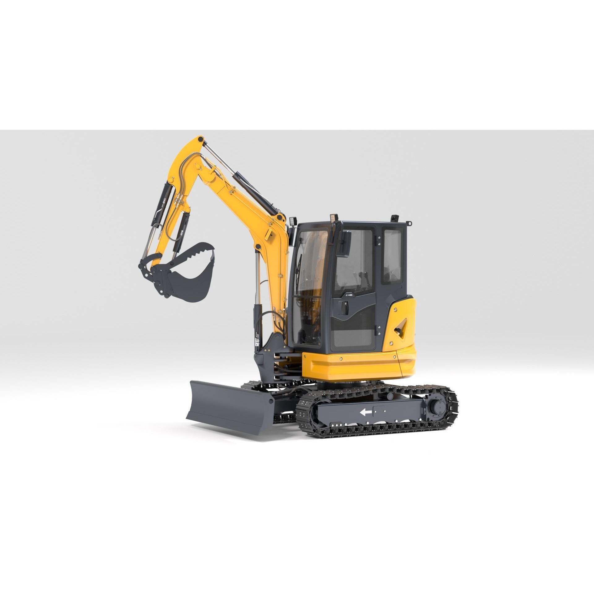 Mini Excavator 3D Model – Rigged and Animated for Games, FBX - View 12