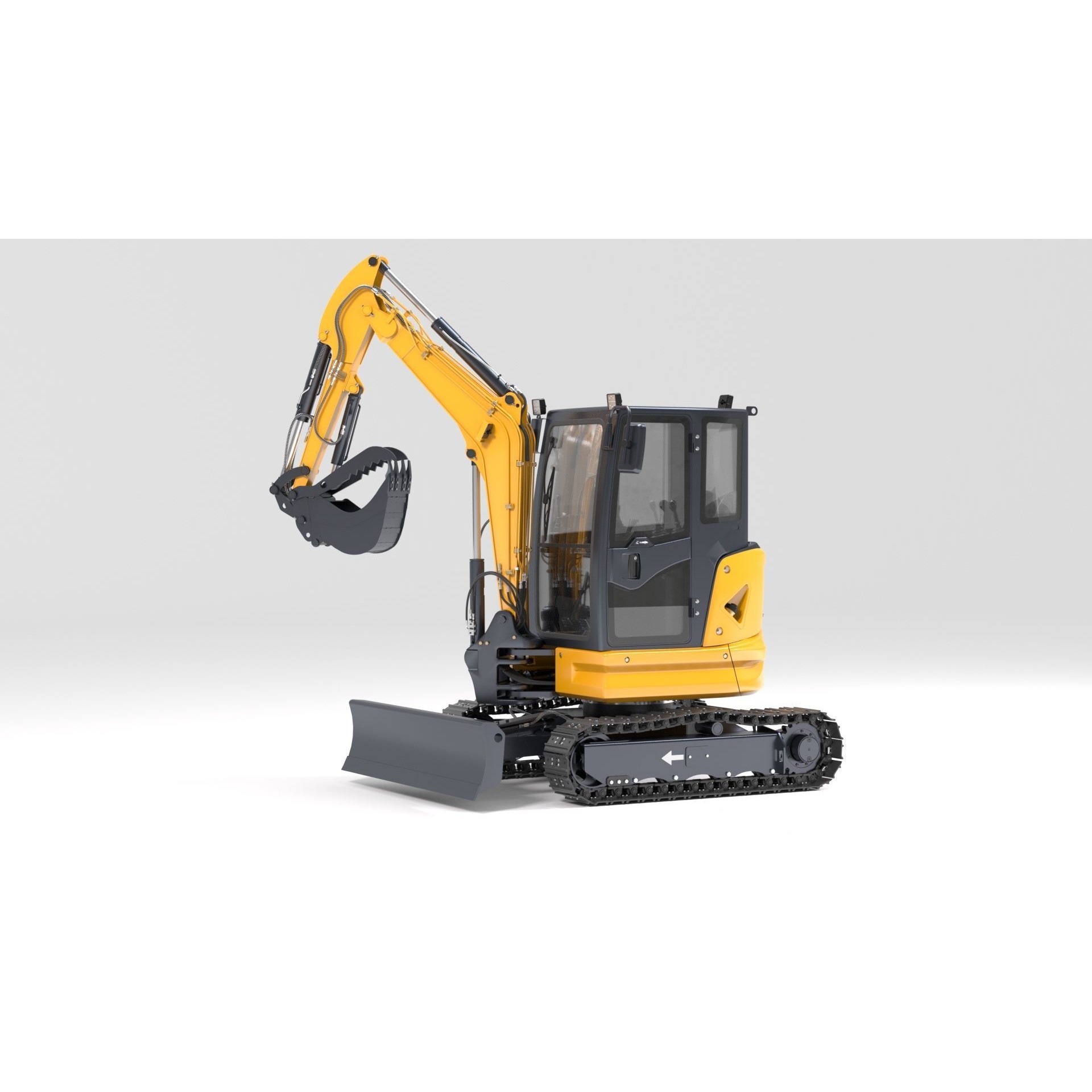 Mini Excavator 3D Model – Rigged and Animated for Games, FBX - View 13