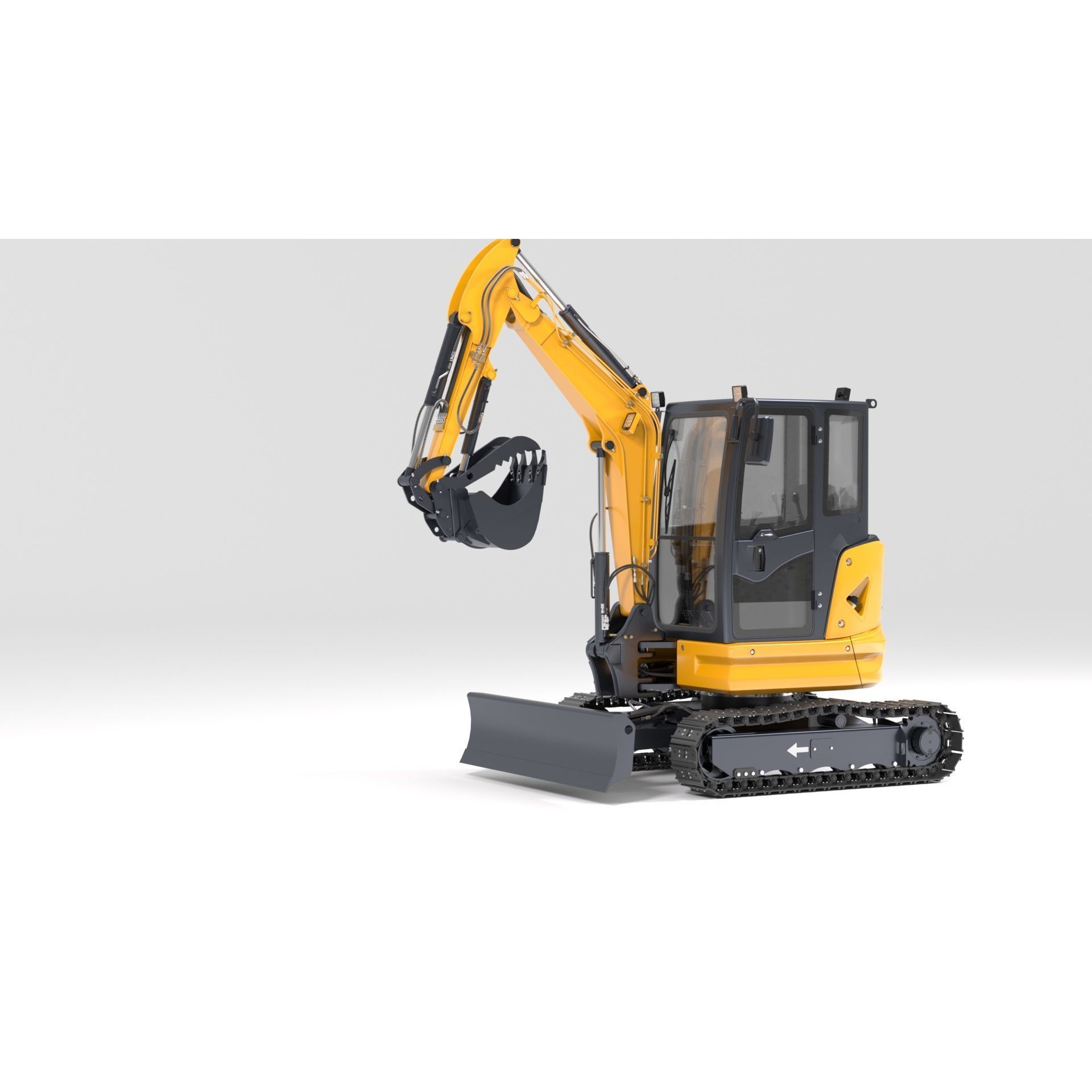 Mini Excavator 3D Model – Rigged and Animated for Games, FBX - View 17