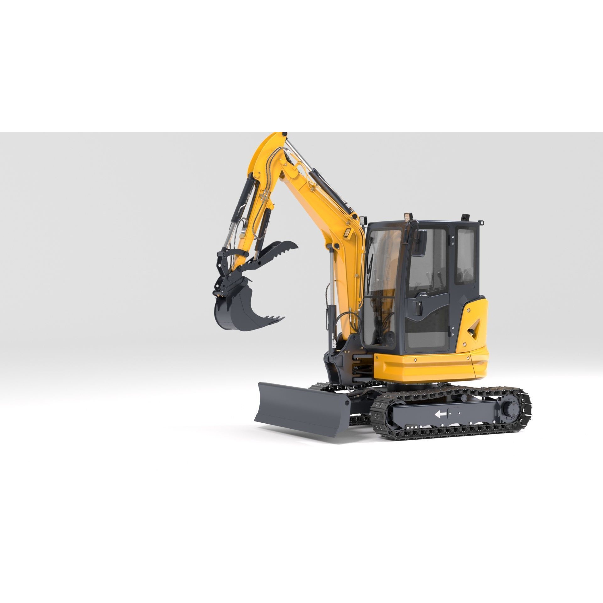 Mini Excavator 3D Model – Rigged and Animated for Games, FBX - View 19