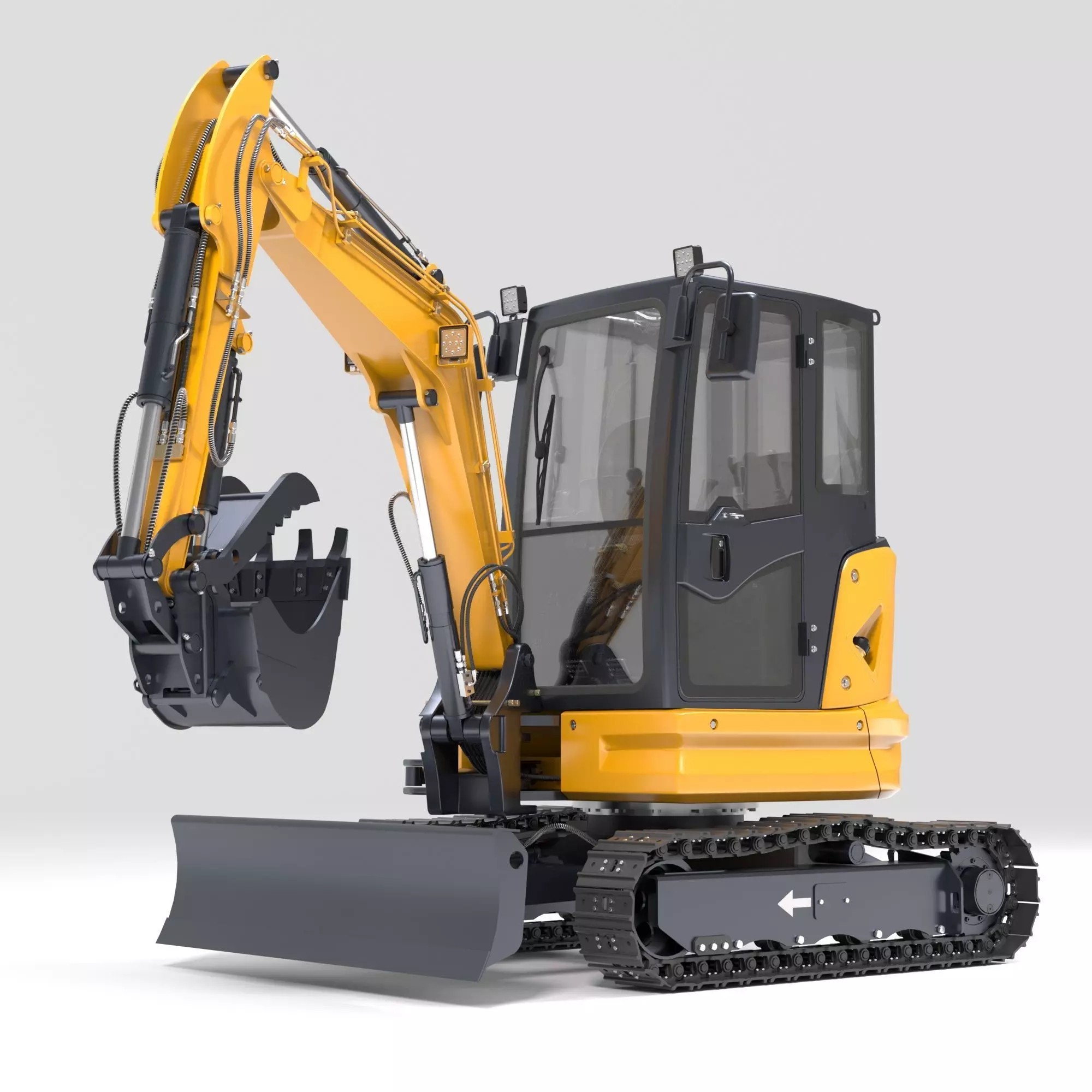 Mini Excavator 3D Model – Rigged and Animated for Games, FBX - View 2
