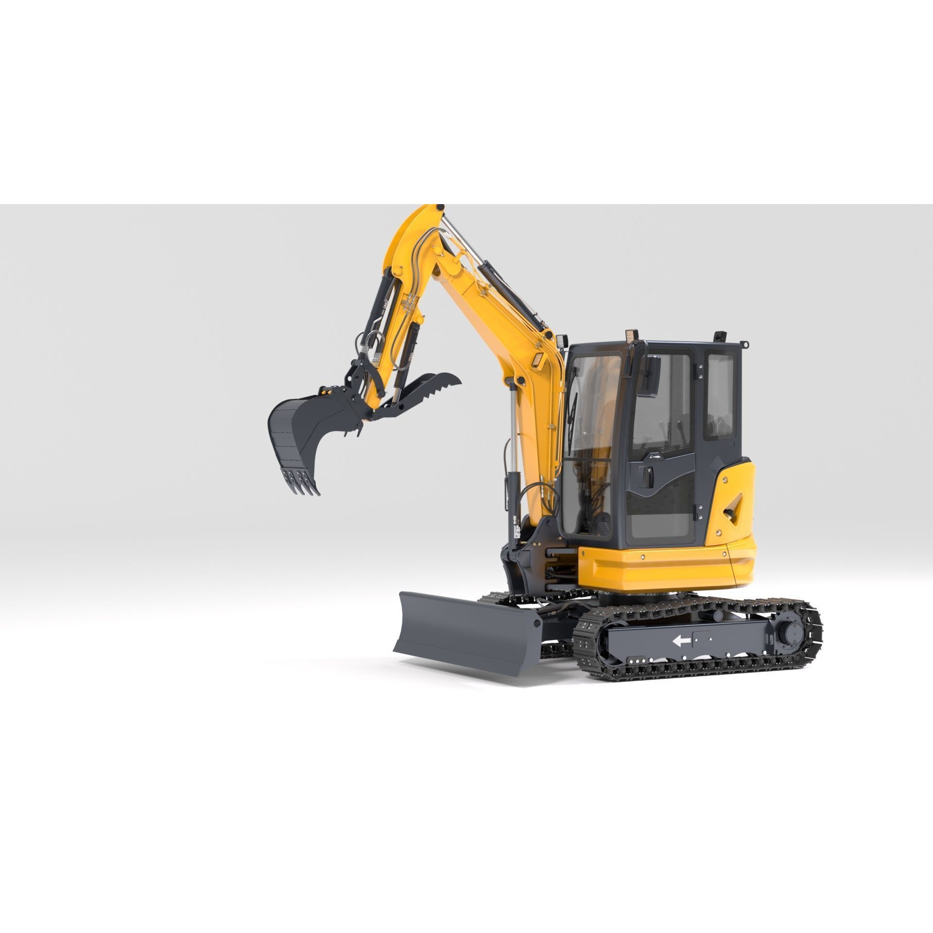 Mini Excavator 3D Model – Rigged and Animated for Games, FBX - View 21