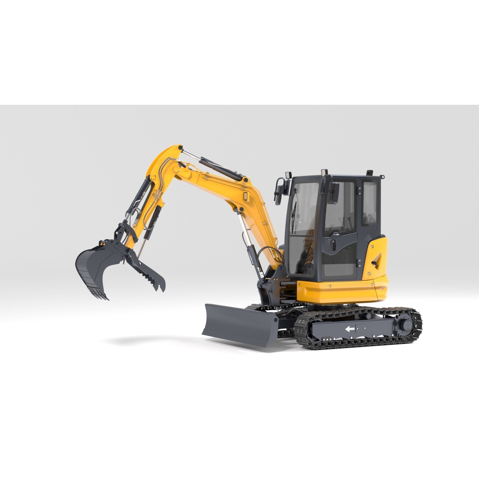 Mini Excavator 3D Model – Rigged and Animated for Games, FBX - View 27