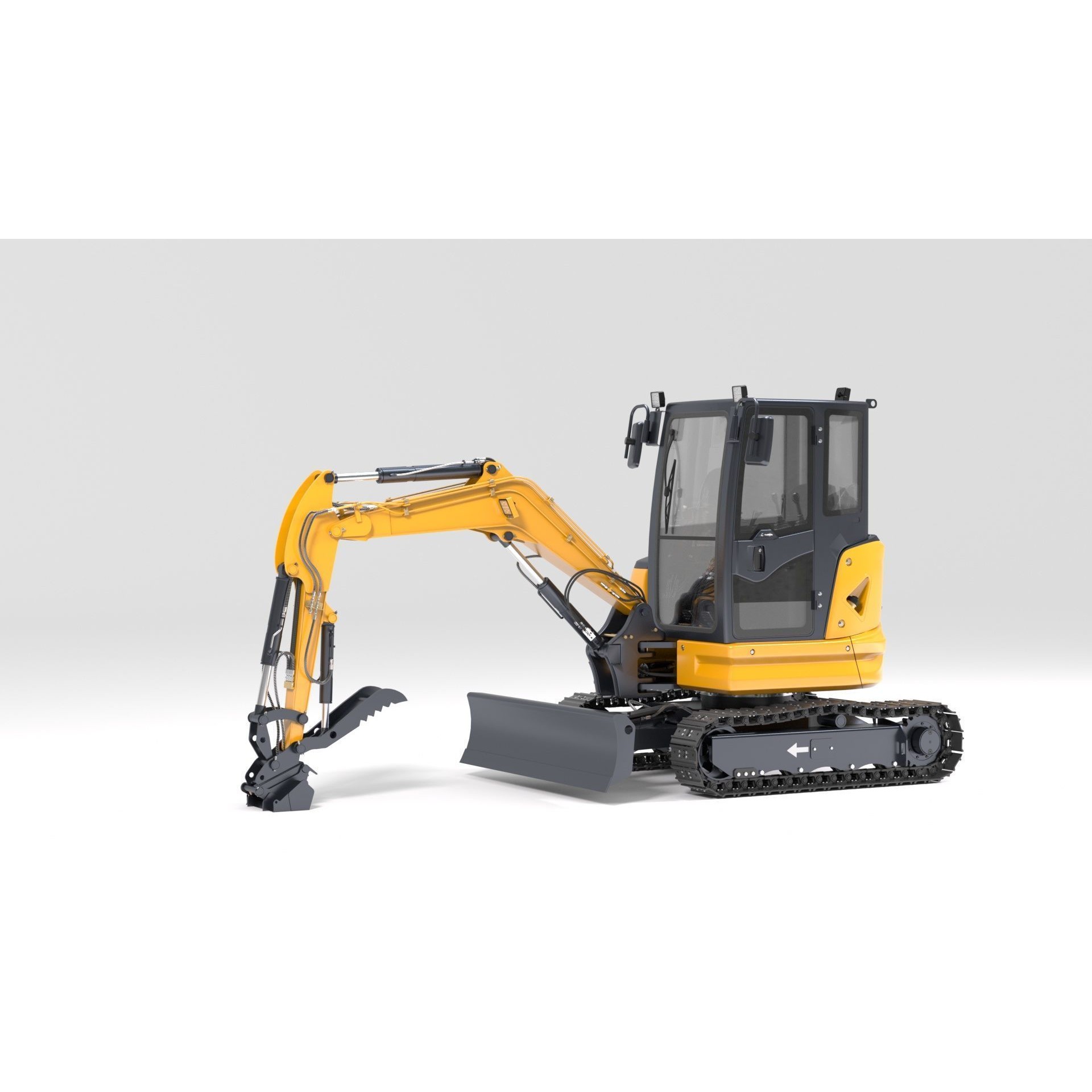 Mini Excavator 3D Model – Rigged and Animated for Games, FBX - View 34