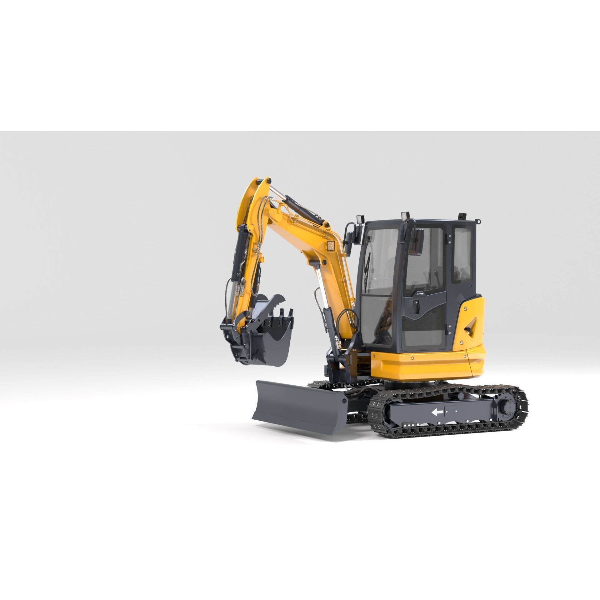 Mini Excavator 3D Model – Rigged and Animated for Games, FBX - View 54
