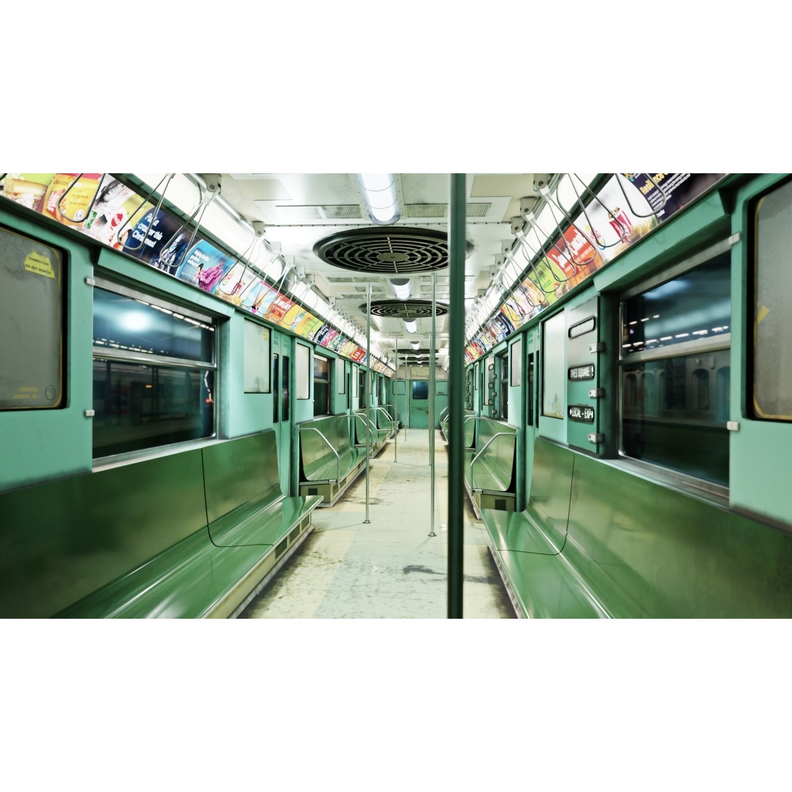 NYC Subway Car Interior 3D Model – 1970s Style, Low-Poly, Blender - View 4