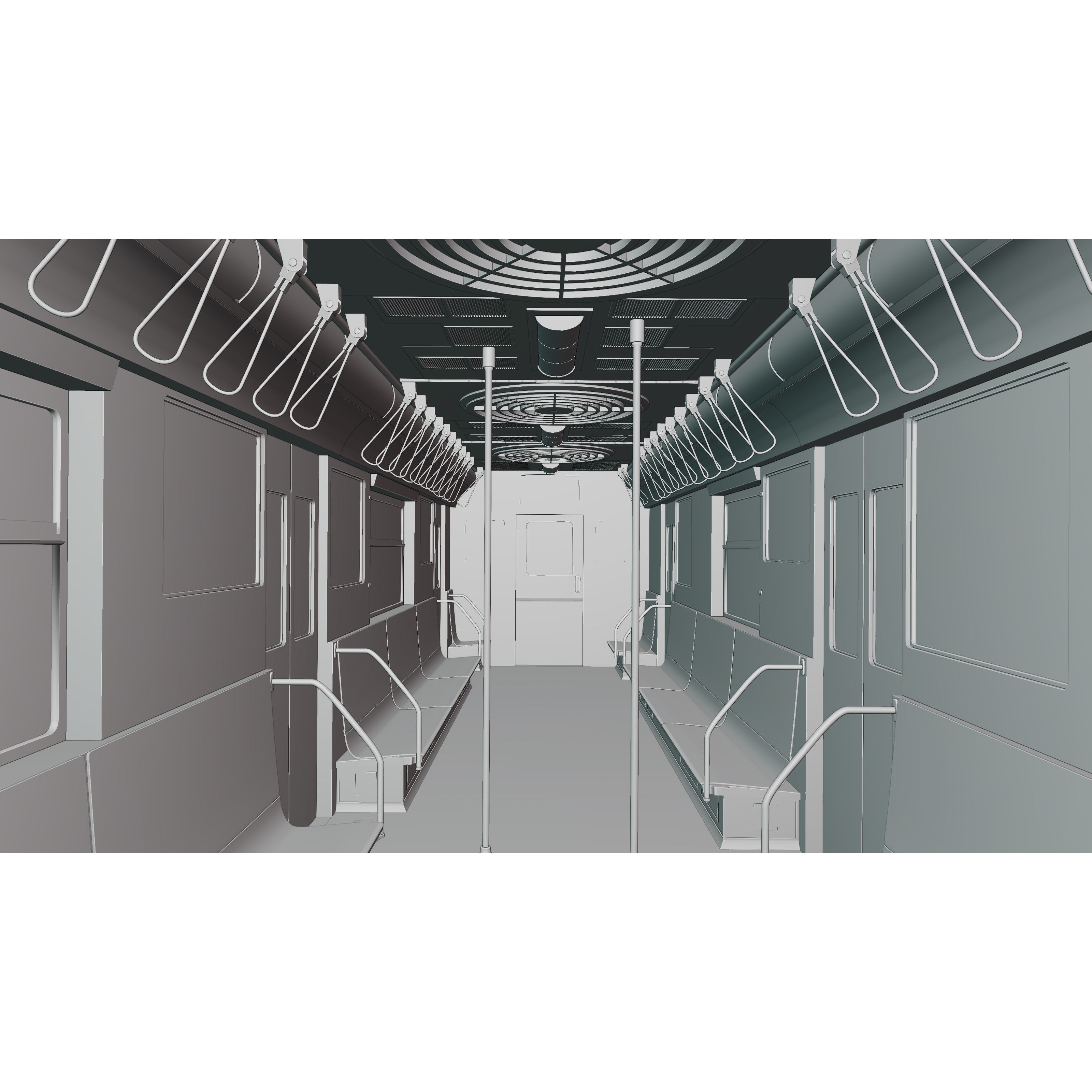 NYC Subway Car Interior 3D Model – 1970s Style, Low-Poly, Blender - View 40
