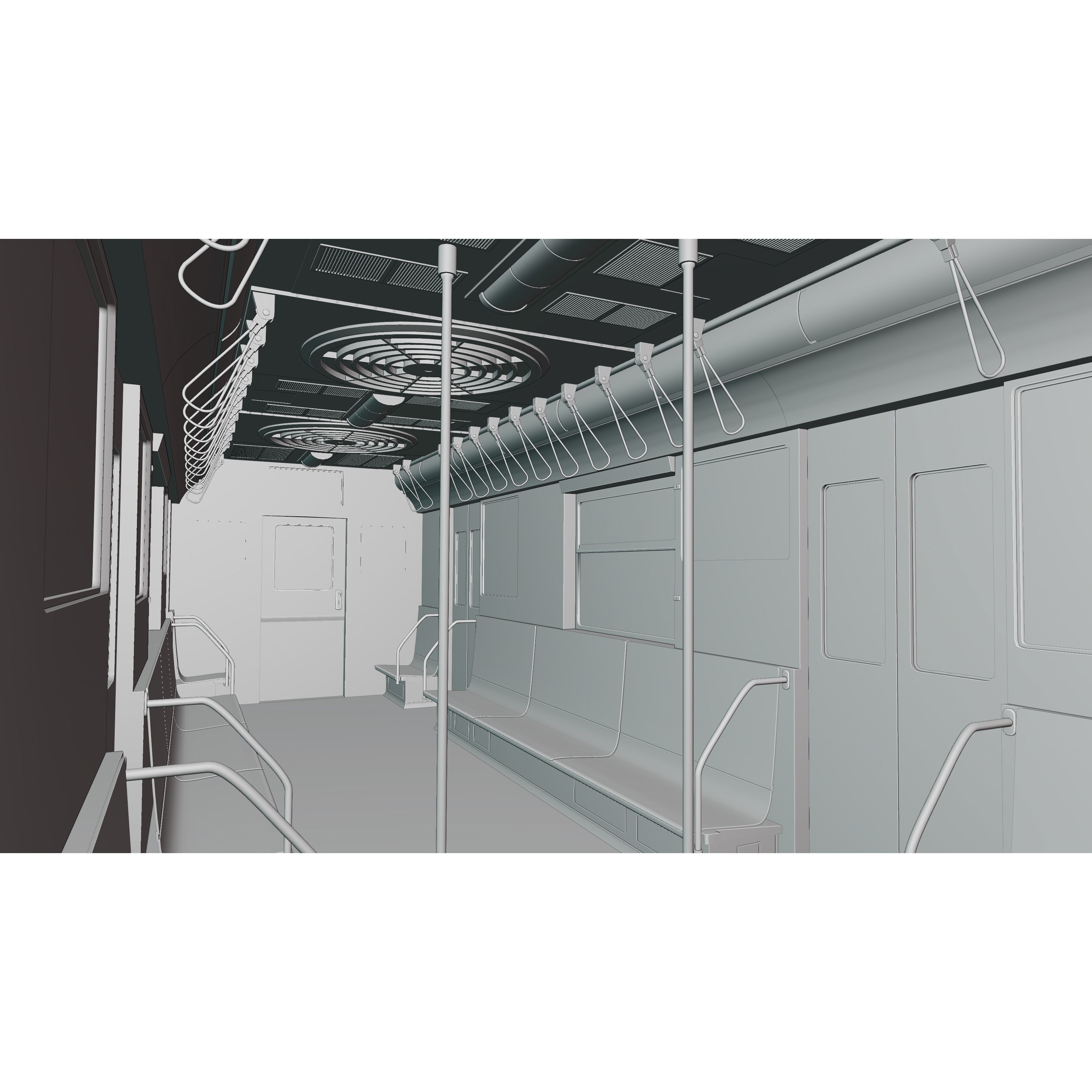 NYC Subway Car Interior 3D Model – 1970s Style, Low-Poly, Blender - View 41